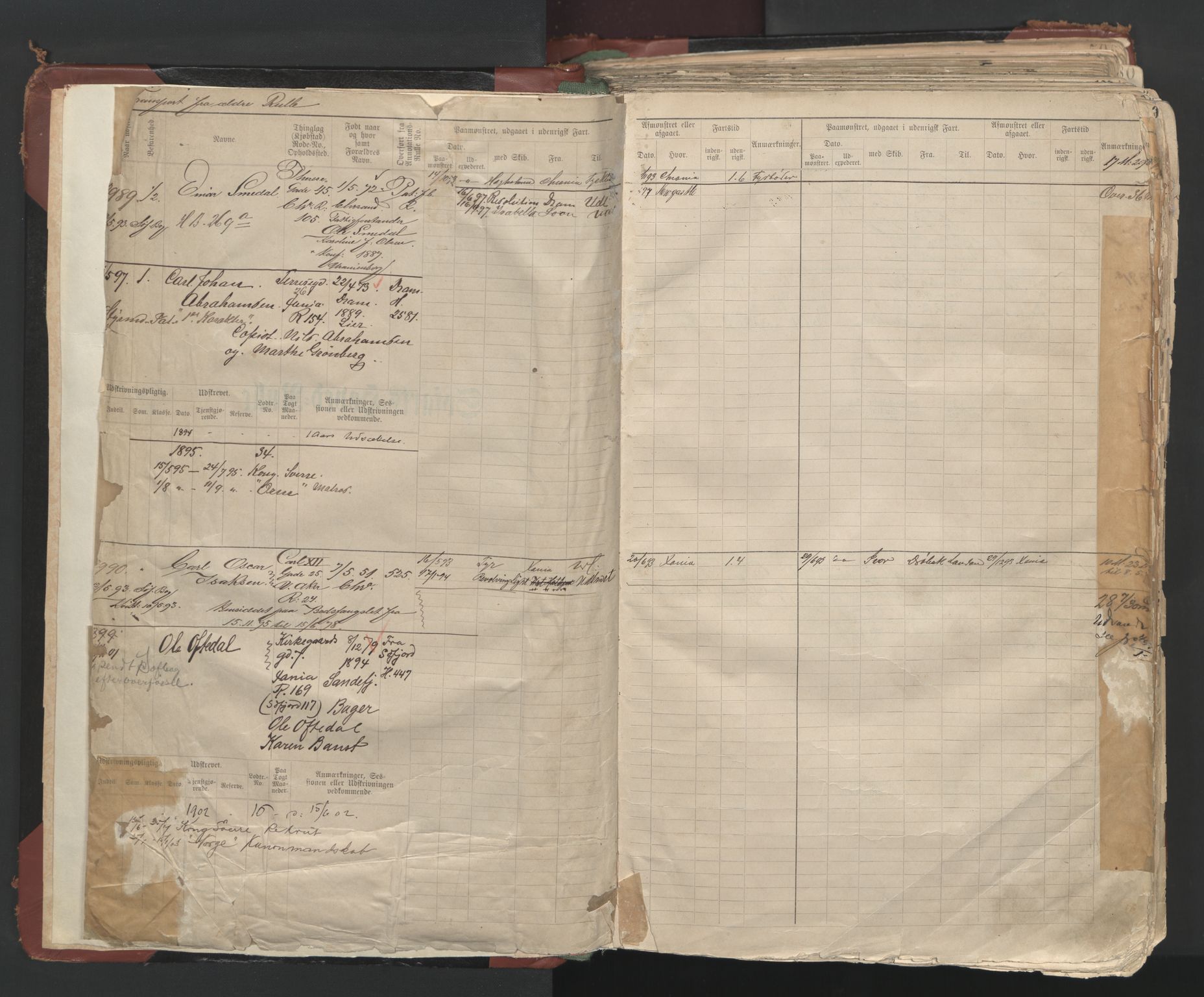Oslo sjømannskontor, AV/SAO-A-10595/F/Fc/L0003: Hovedrulle, 1893, p. 1a