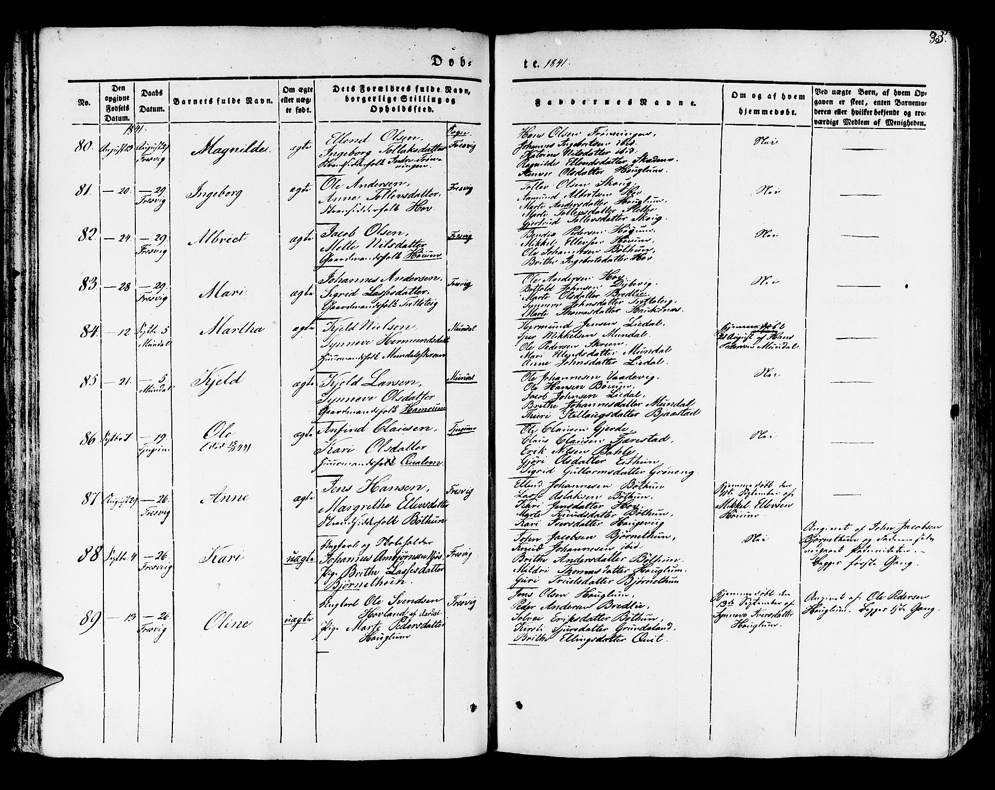 Leikanger sokneprestembete, AV/SAB-A-81001/H/Haa/Haaa/L0007: Parish register (official) no. A 7, 1838-1851, p. 35