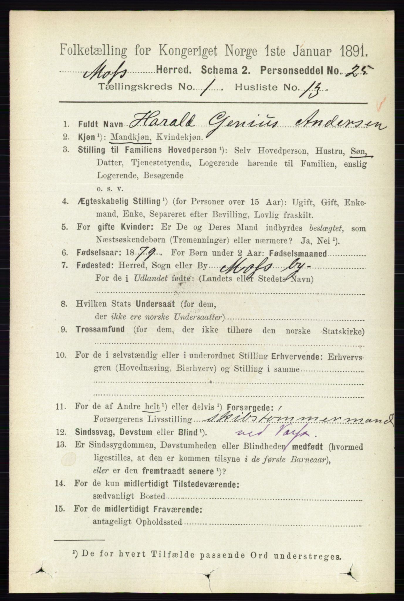 RA, 1891 Census for 0194 Moss, 1891, p. 295