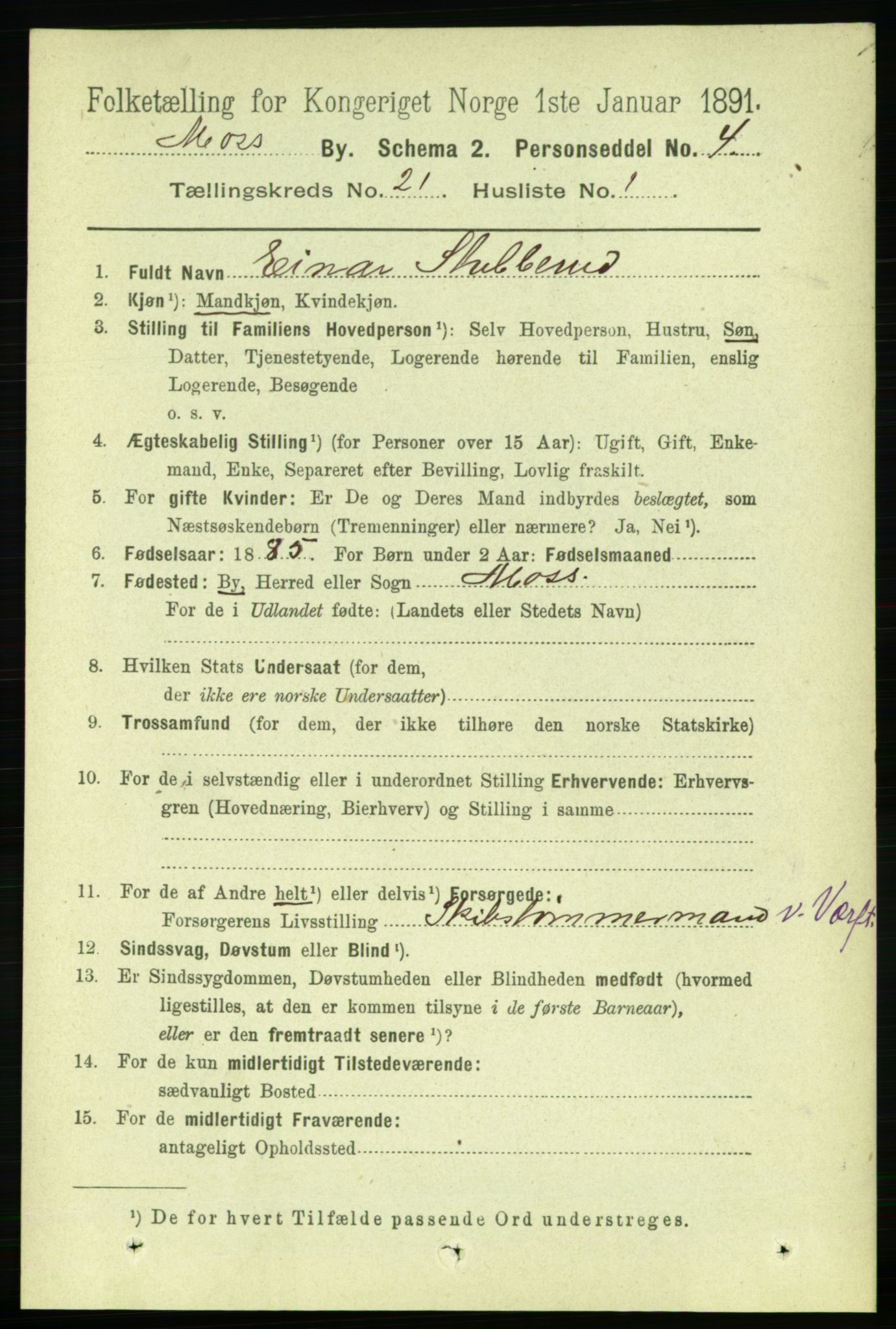 RA, 1891 census for 0104 Moss, 1891, p. 9092