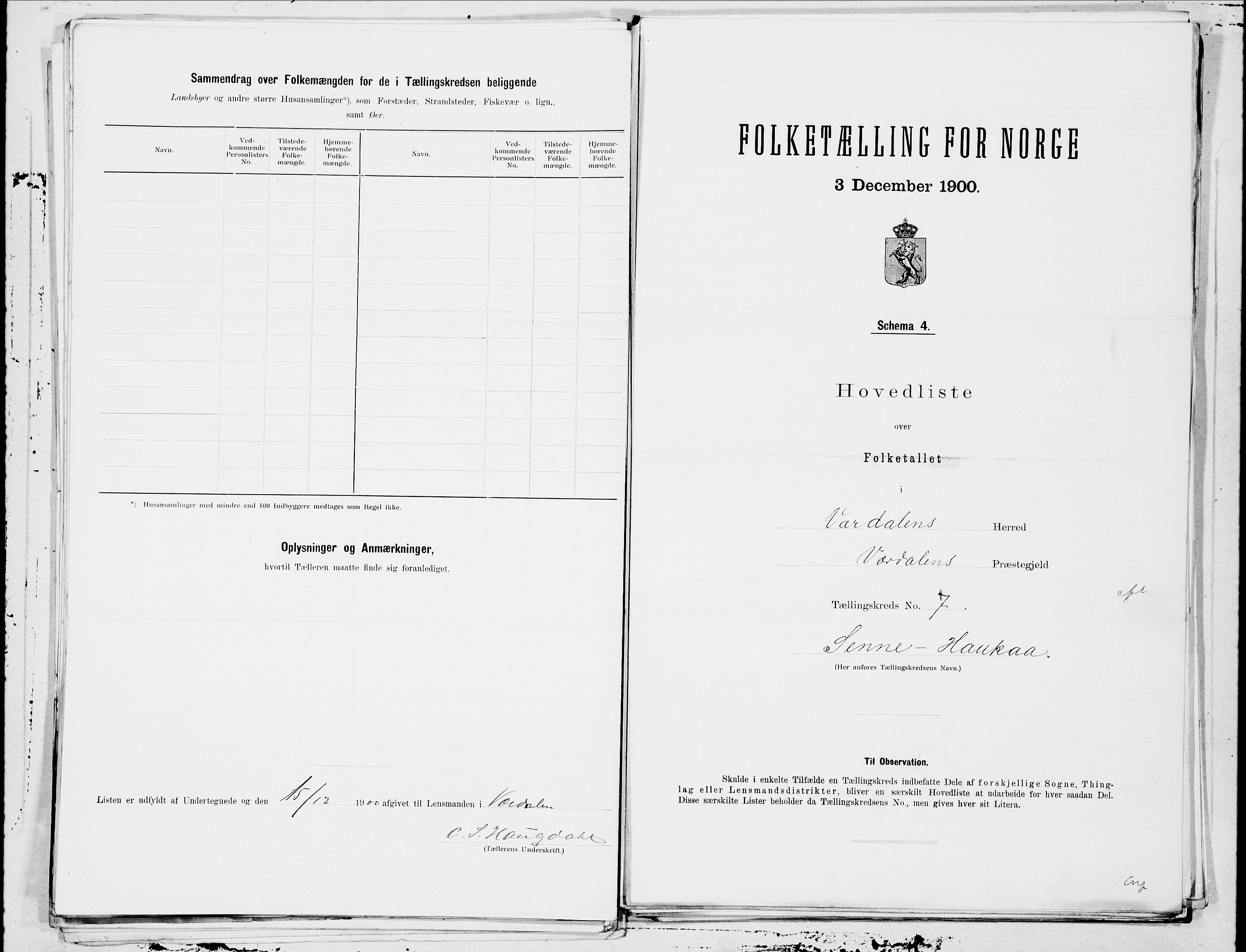 SAT, 1900 census for Verdal, 1900, p. 16