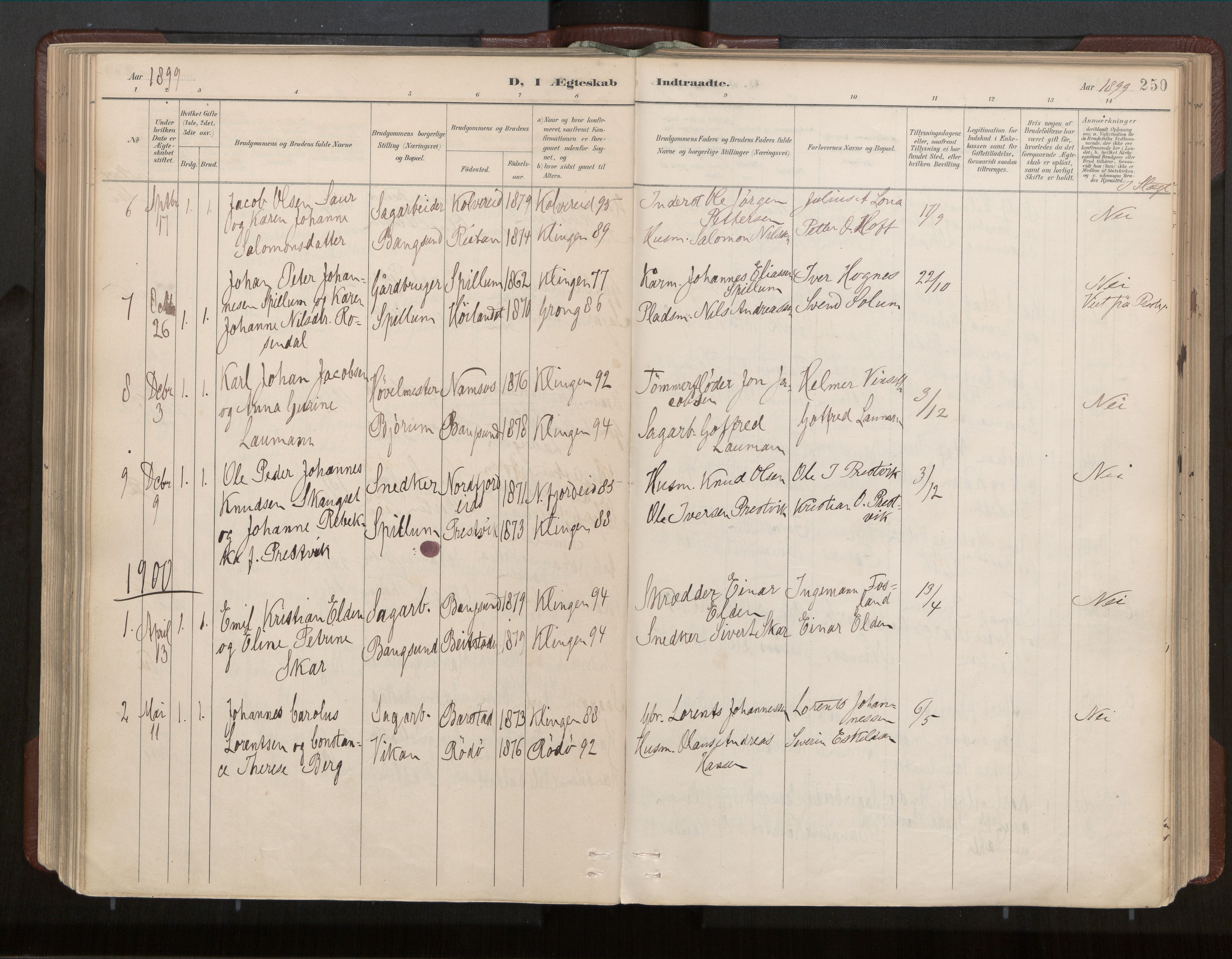 Ministerialprotokoller, klokkerbøker og fødselsregistre - Nord-Trøndelag, SAT/A-1458/770/L0589: Parish register (official) no. 770A03, 1887-1929, p. 250