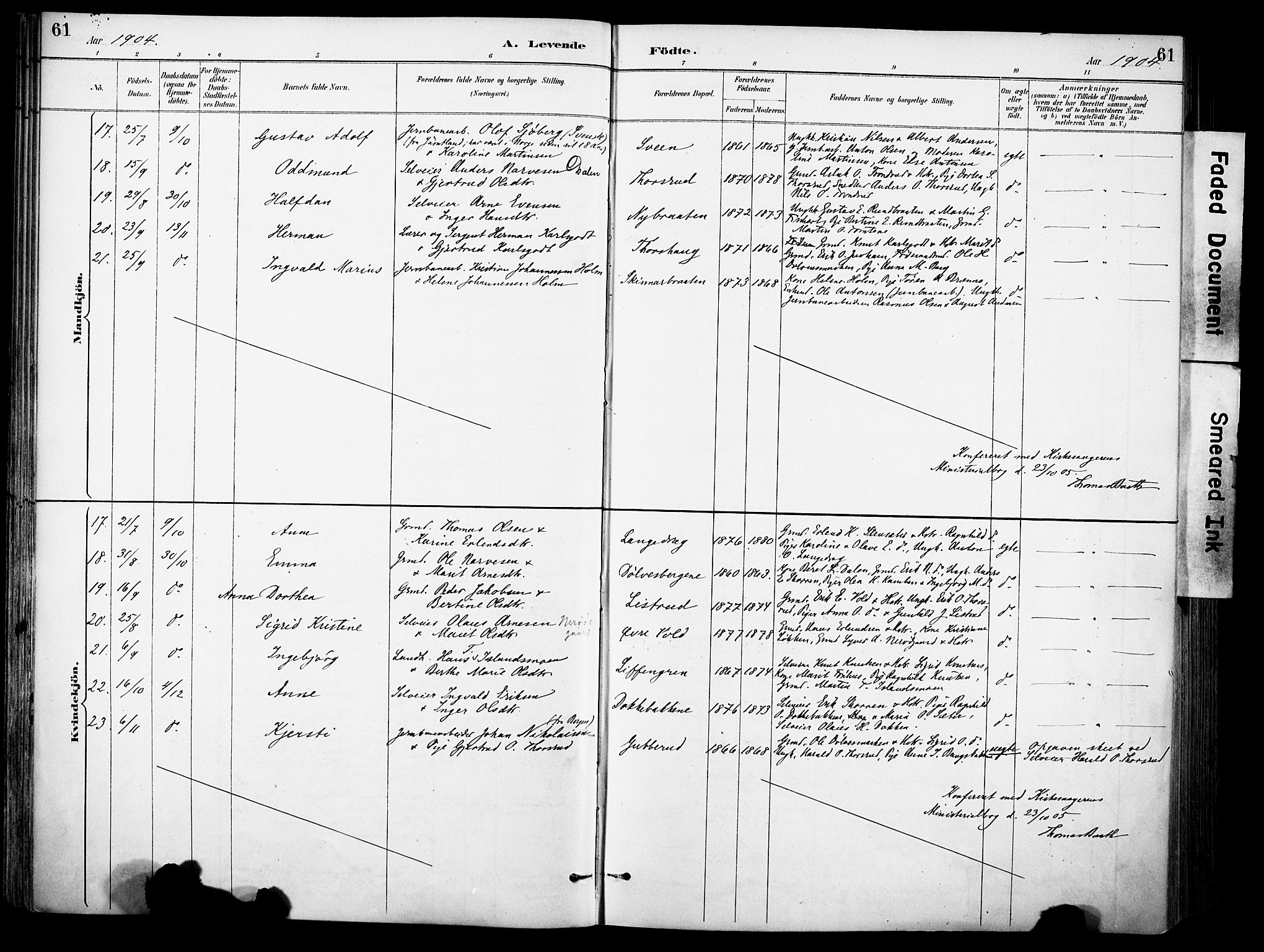 Sør-Aurdal prestekontor, AV/SAH-PREST-128/H/Ha/Haa/L0009: Parish register (official) no. 9, 1886-1906, p. 61