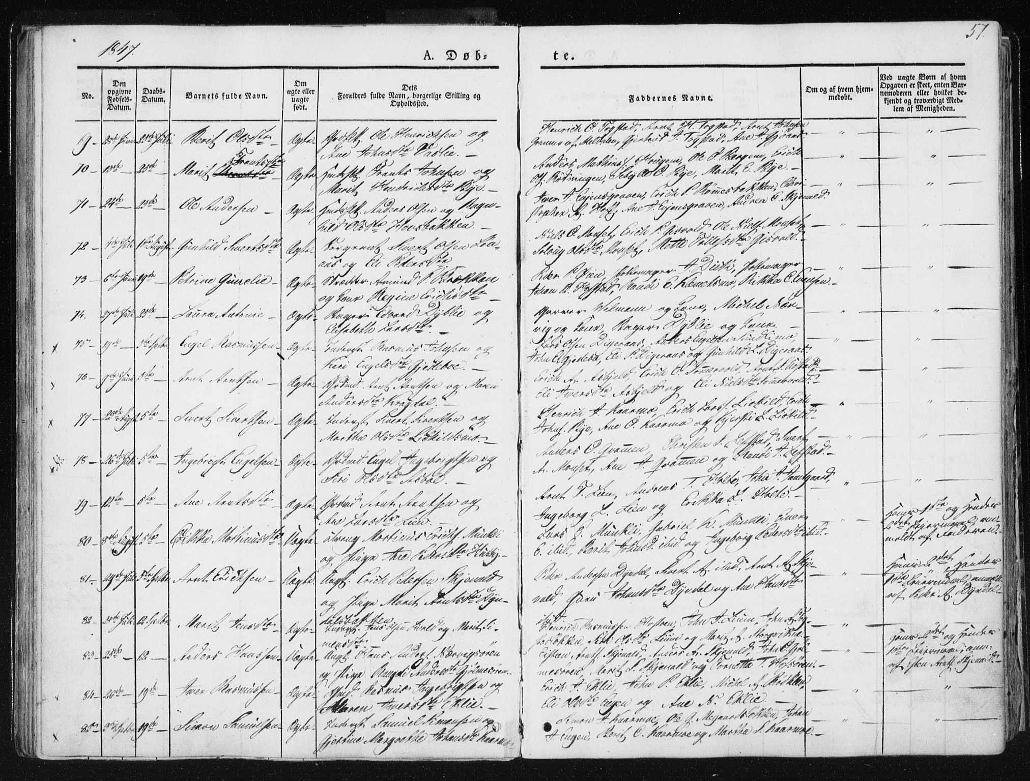 Ministerialprotokoller, klokkerbøker og fødselsregistre - Sør-Trøndelag, AV/SAT-A-1456/668/L0805: Parish register (official) no. 668A05, 1840-1853, p. 57