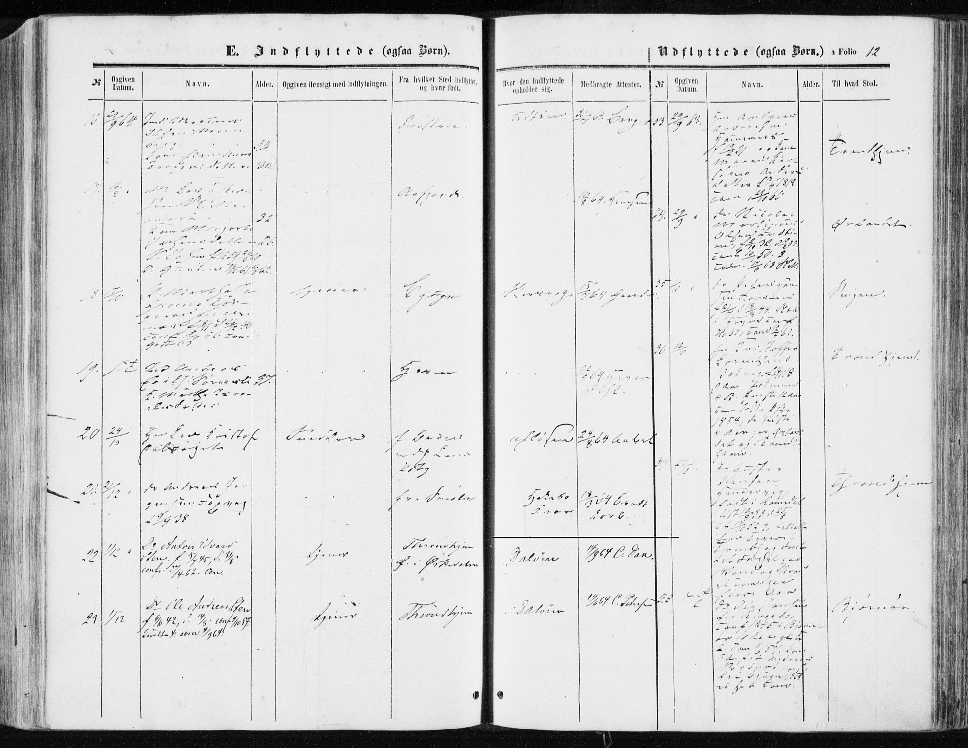 Ministerialprotokoller, klokkerbøker og fødselsregistre - Sør-Trøndelag, SAT/A-1456/634/L0531: Parish register (official) no. 634A07, 1861-1870, p. 12