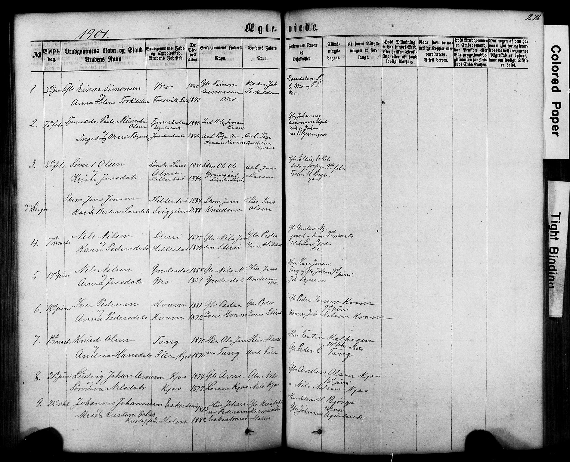 Hafslo sokneprestembete, SAB/A-80301/H/Hab/Haba/L0001: Parish register (copy) no. A 1, 1866-1908, p. 276