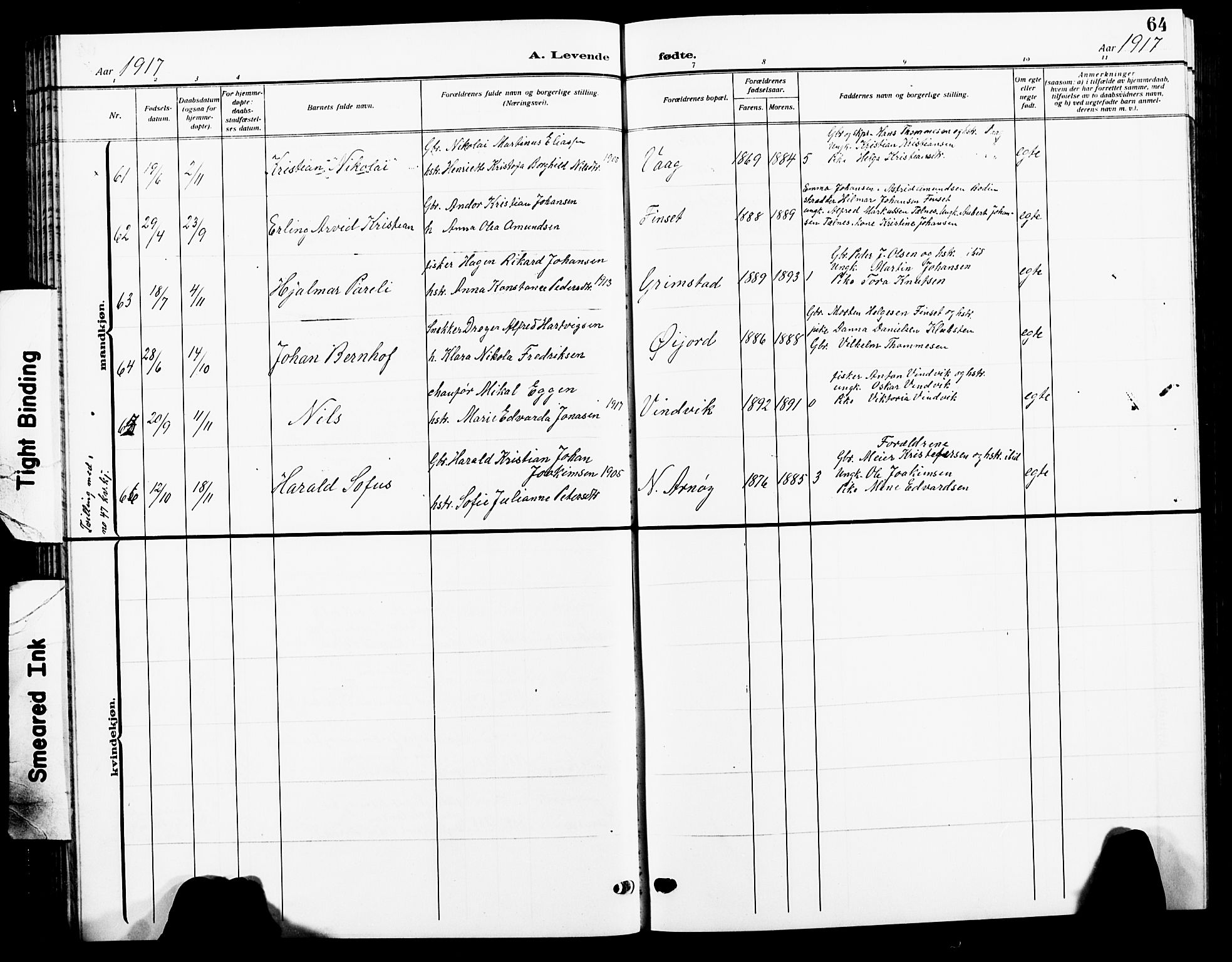 Ministerialprotokoller, klokkerbøker og fødselsregistre - Nordland, AV/SAT-A-1459/805/L0110: Parish register (copy) no. 805C06, 1909-1924, p. 64