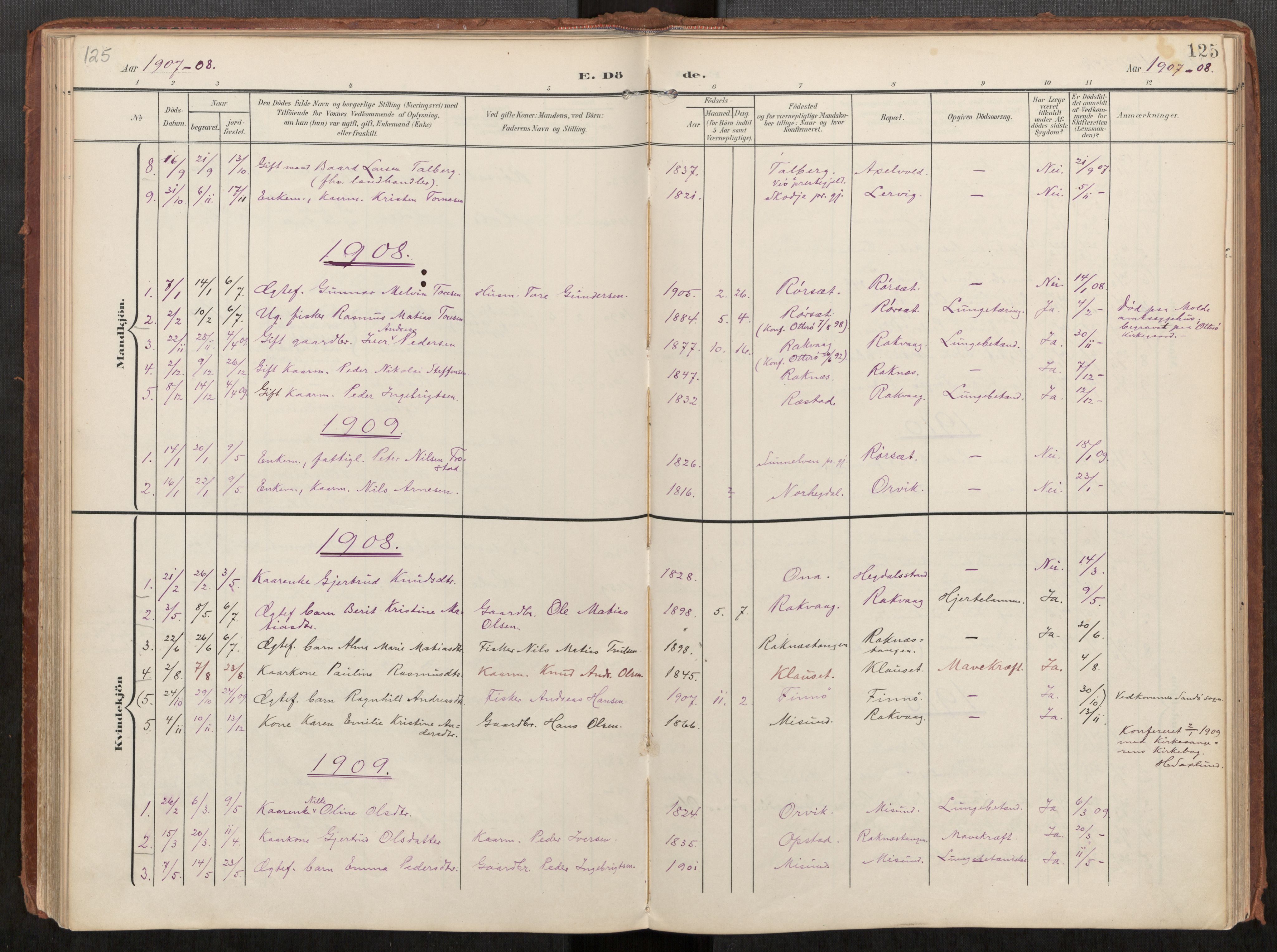 Ministerialprotokoller, klokkerbøker og fødselsregistre - Møre og Romsdal, AV/SAT-A-1454/563/L0740: Parish register (official) no. 563A02, 1903-1923, p. 125