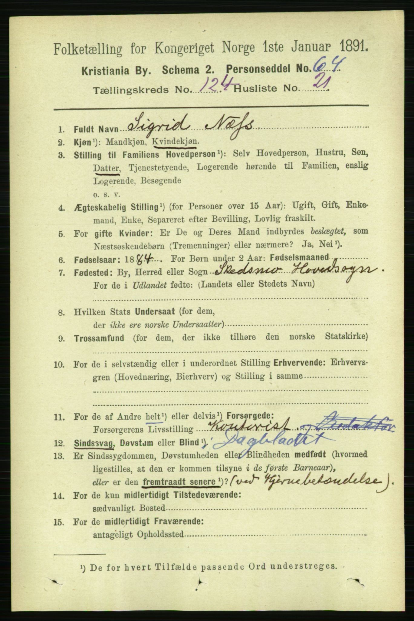 RA, 1891 census for 0301 Kristiania, 1891, p. 65953