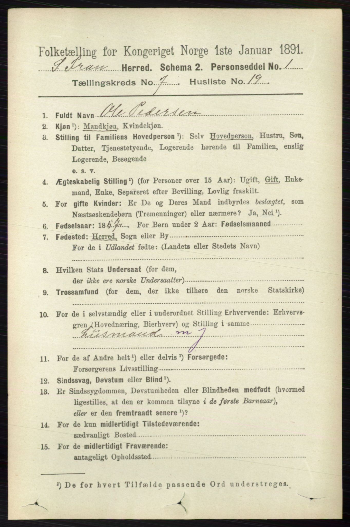 RA, 1891 census for 0519 Sør-Fron, 1891, p. 3138