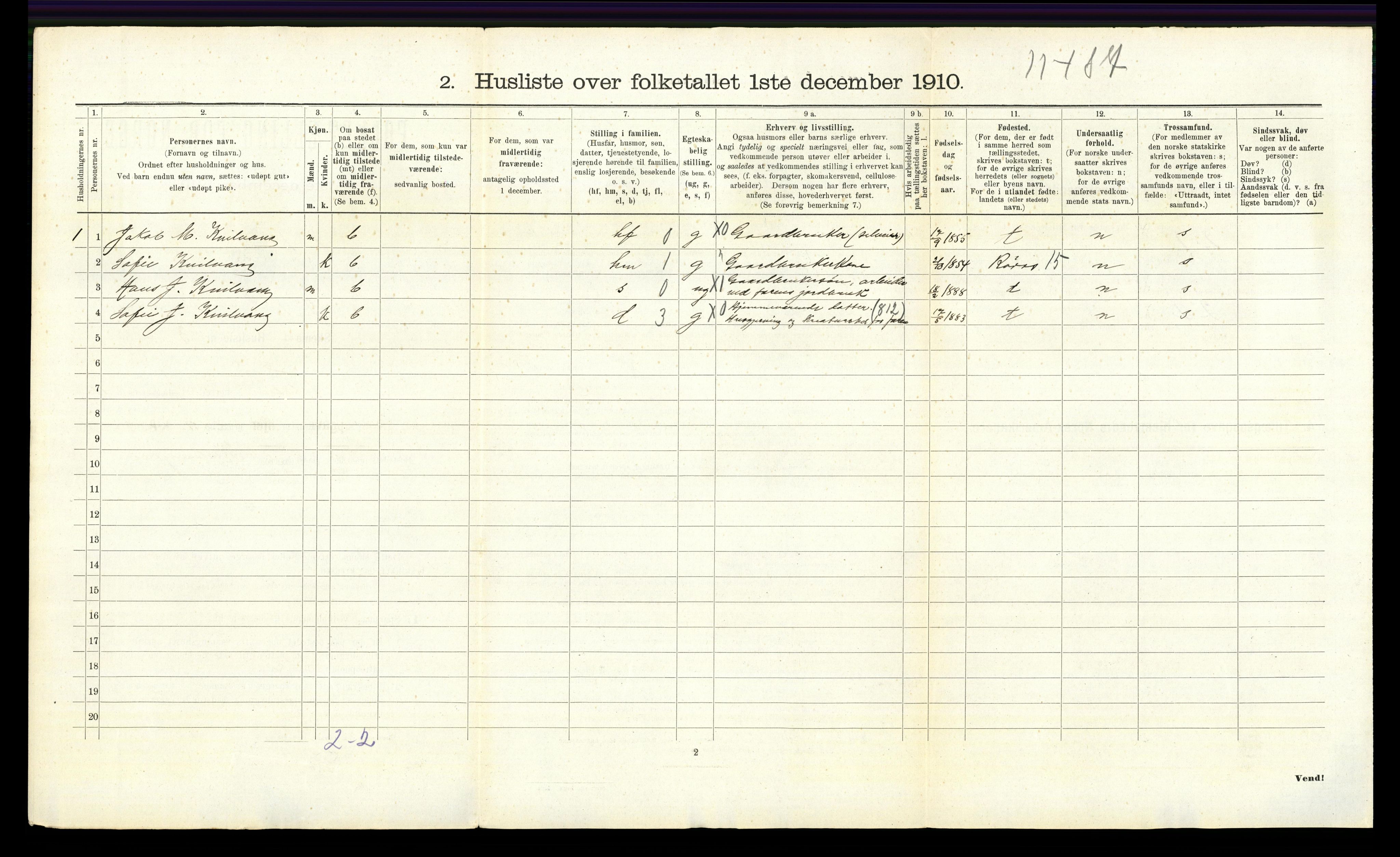 RA, 1910 census for Tolga, 1910, p. 729