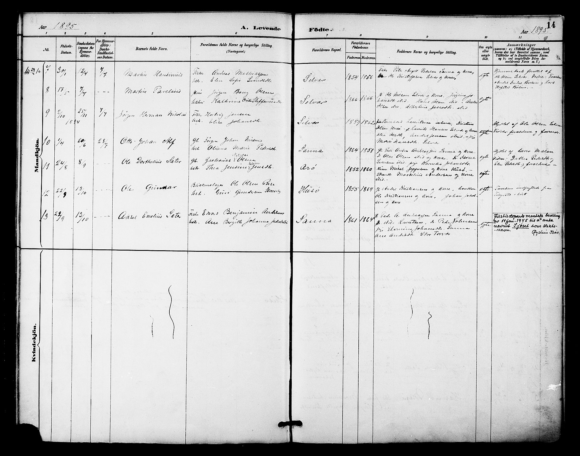 Ministerialprotokoller, klokkerbøker og fødselsregistre - Nordland, AV/SAT-A-1459/840/L0580: Parish register (official) no. 840A02, 1887-1909, p. 14