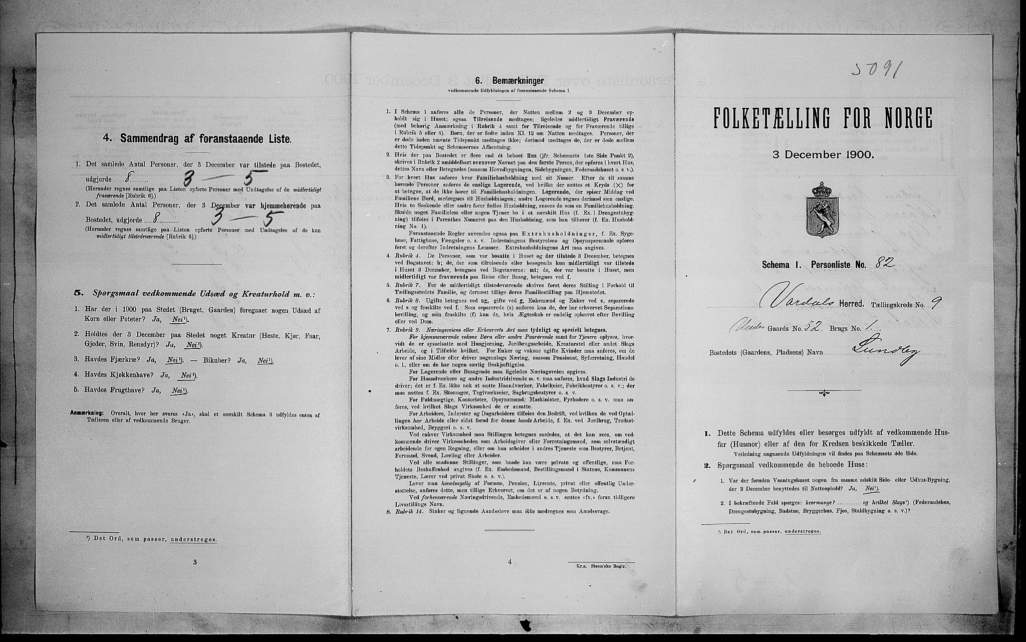 SAH, 1900 census for Vardal, 1900, p. 915