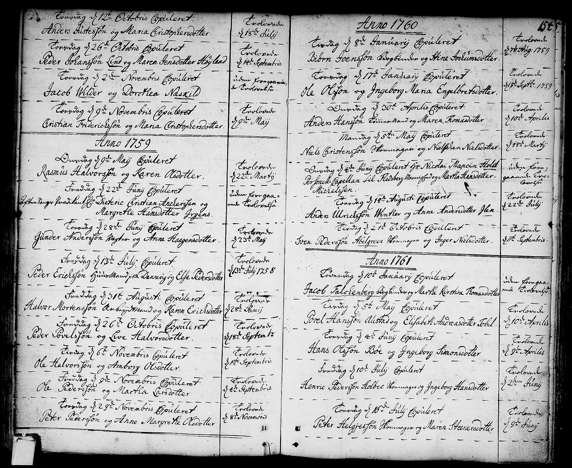 Strømsø kirkebøker, AV/SAKO-A-246/F/Fa/L0009: Parish register (official) no. I 9, 1752-1791, p. 154