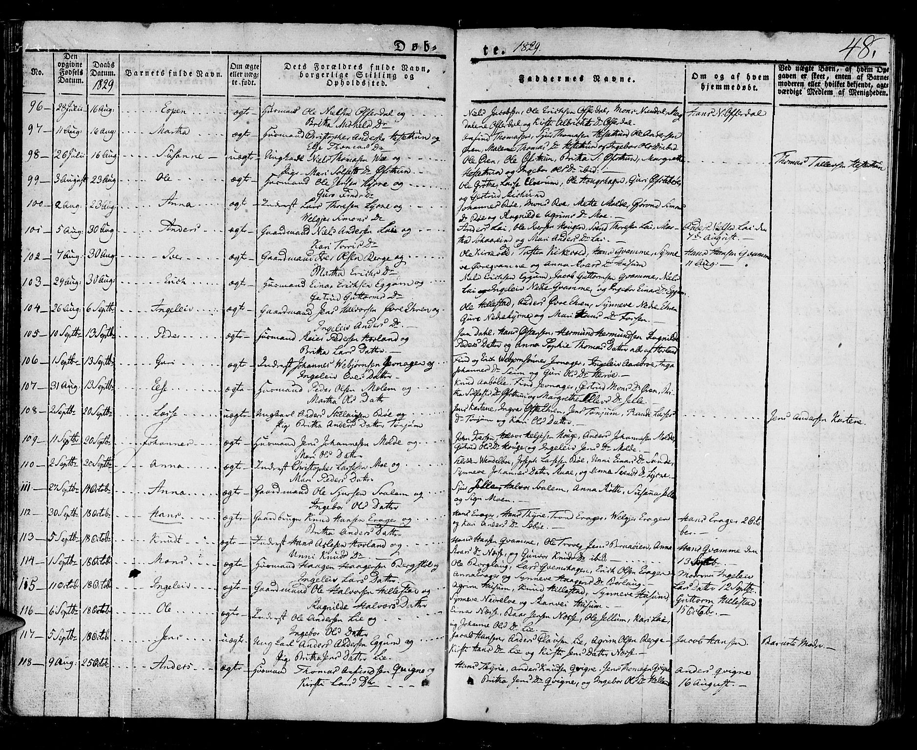 Lærdal sokneprestembete, AV/SAB-A-81201: Parish register (official) no. A 5, 1822-1834, p. 48