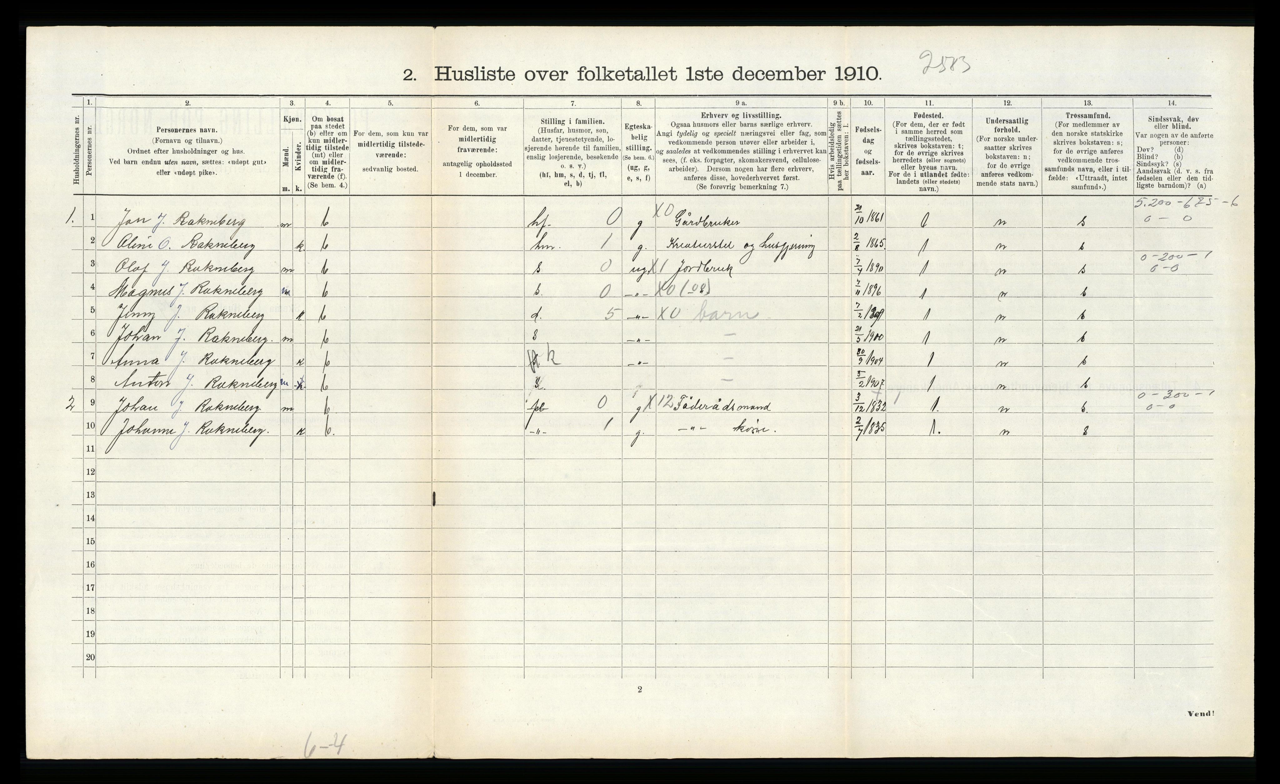 RA, 1910 census for Ytre Holmedal, 1910, p. 971