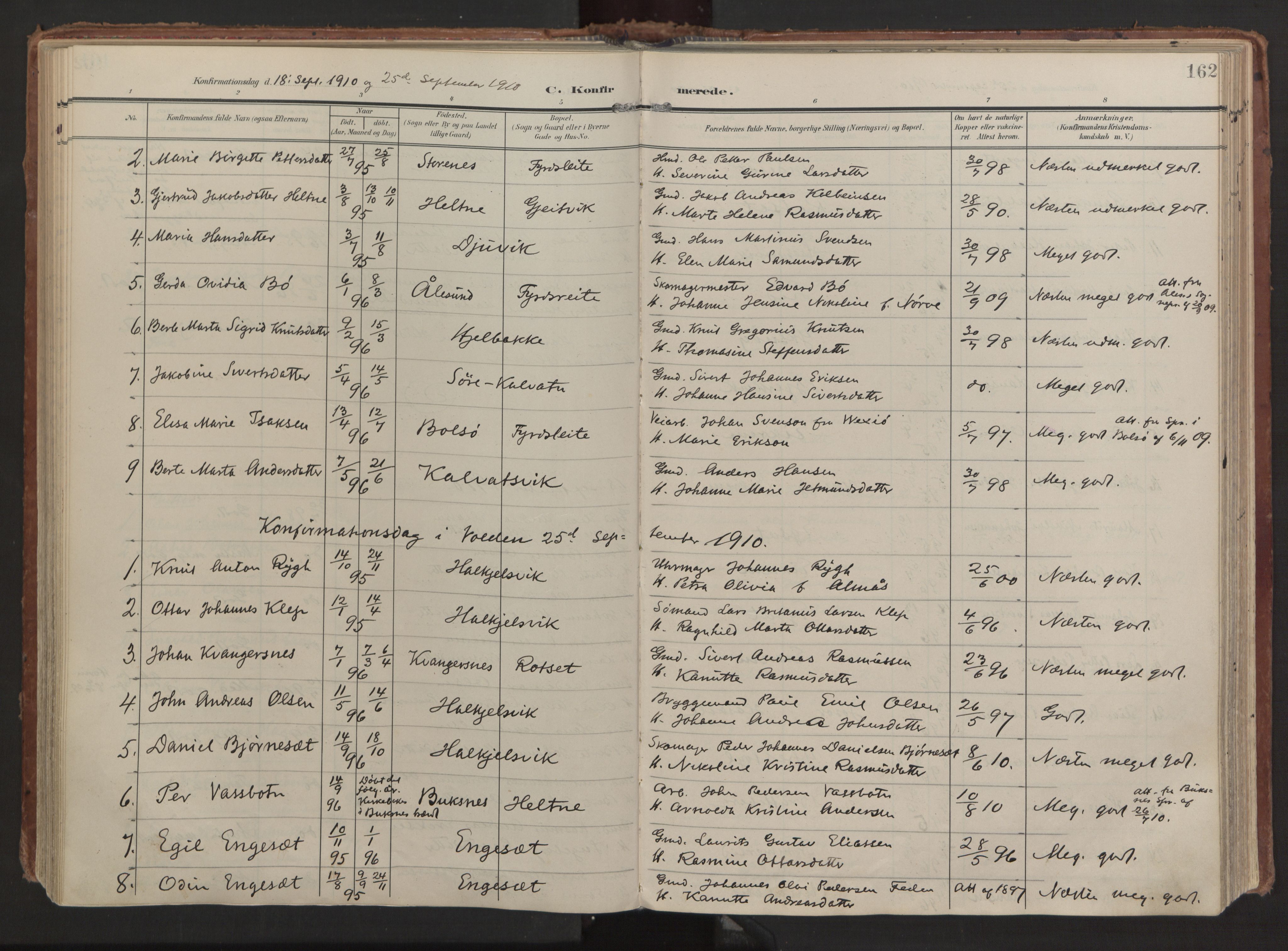 Ministerialprotokoller, klokkerbøker og fødselsregistre - Møre og Romsdal, AV/SAT-A-1454/511/L0144: Parish register (official) no. 511A11, 1906-1923, p. 162