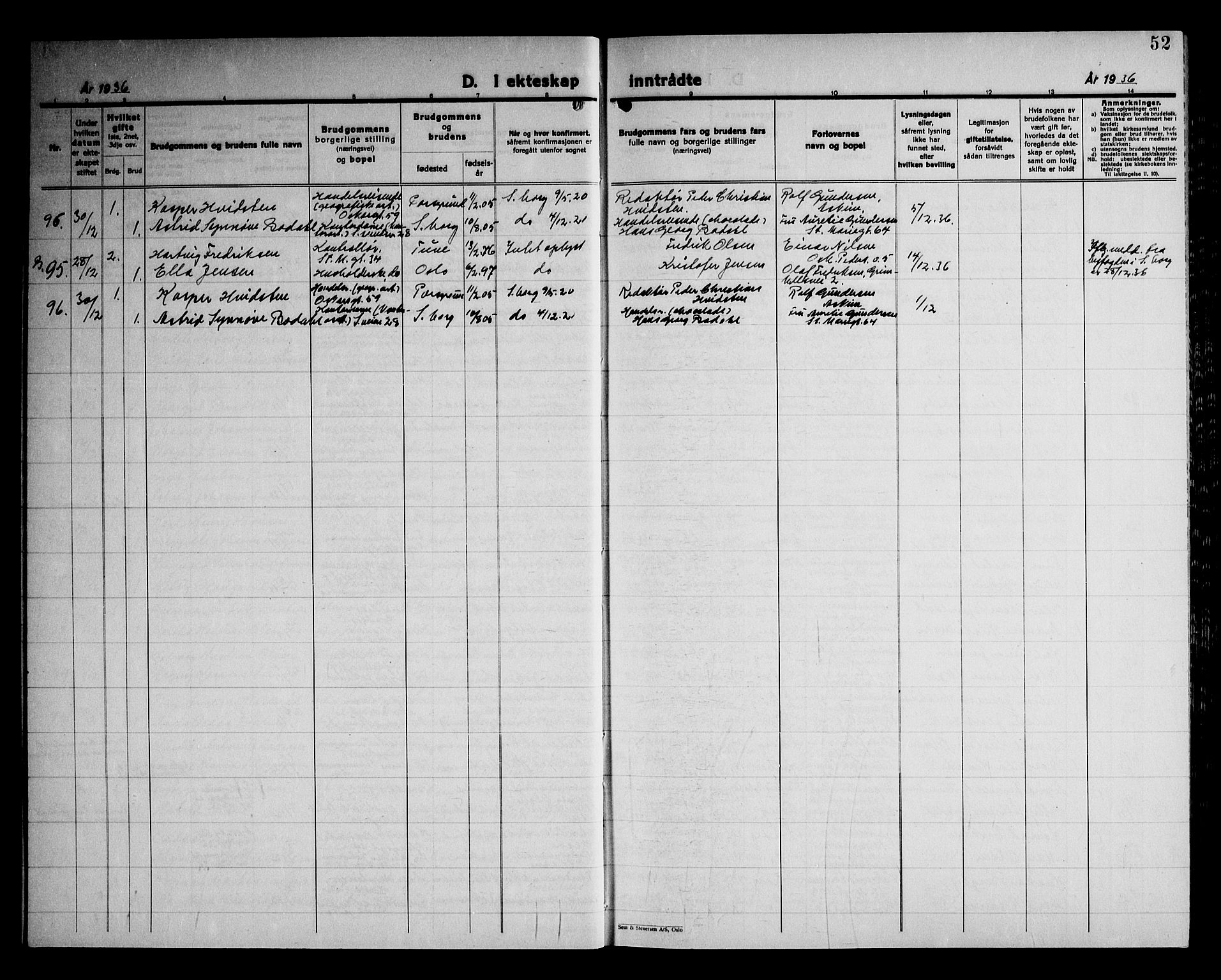 Sarpsborg prestekontor Kirkebøker, AV/SAO-A-2006/G/Ga/L0004: Parish register (copy) no. 4, 1929-1949, p. 52