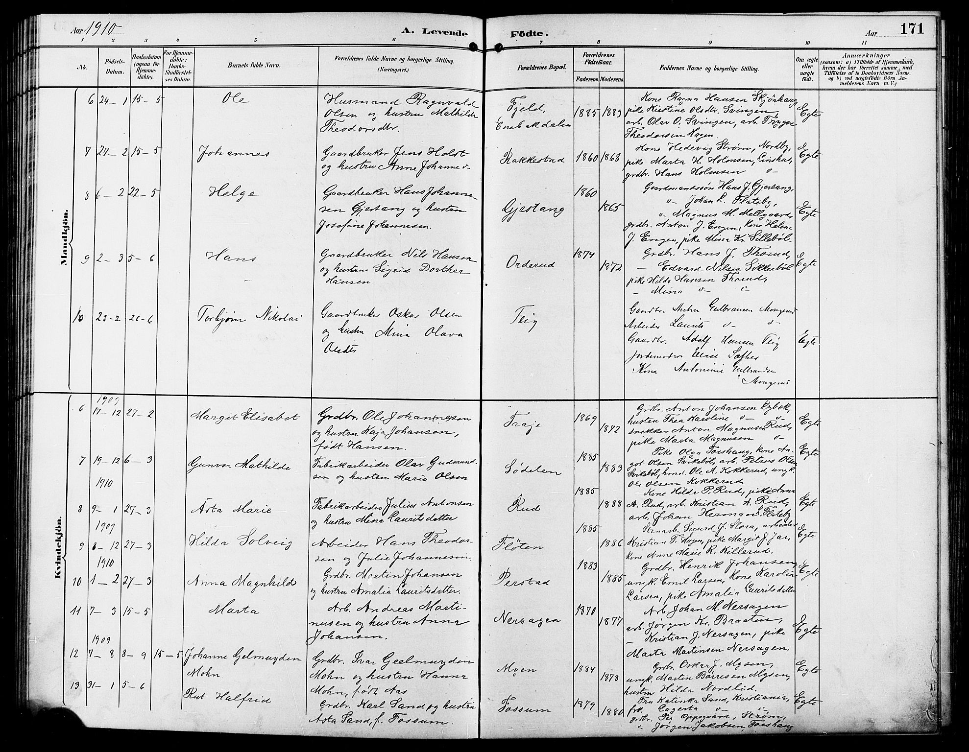 Enebakk prestekontor Kirkebøker, SAO/A-10171c/G/Ga/L0006: Parish register (copy) no. I 6, 1889-1911, p. 171
