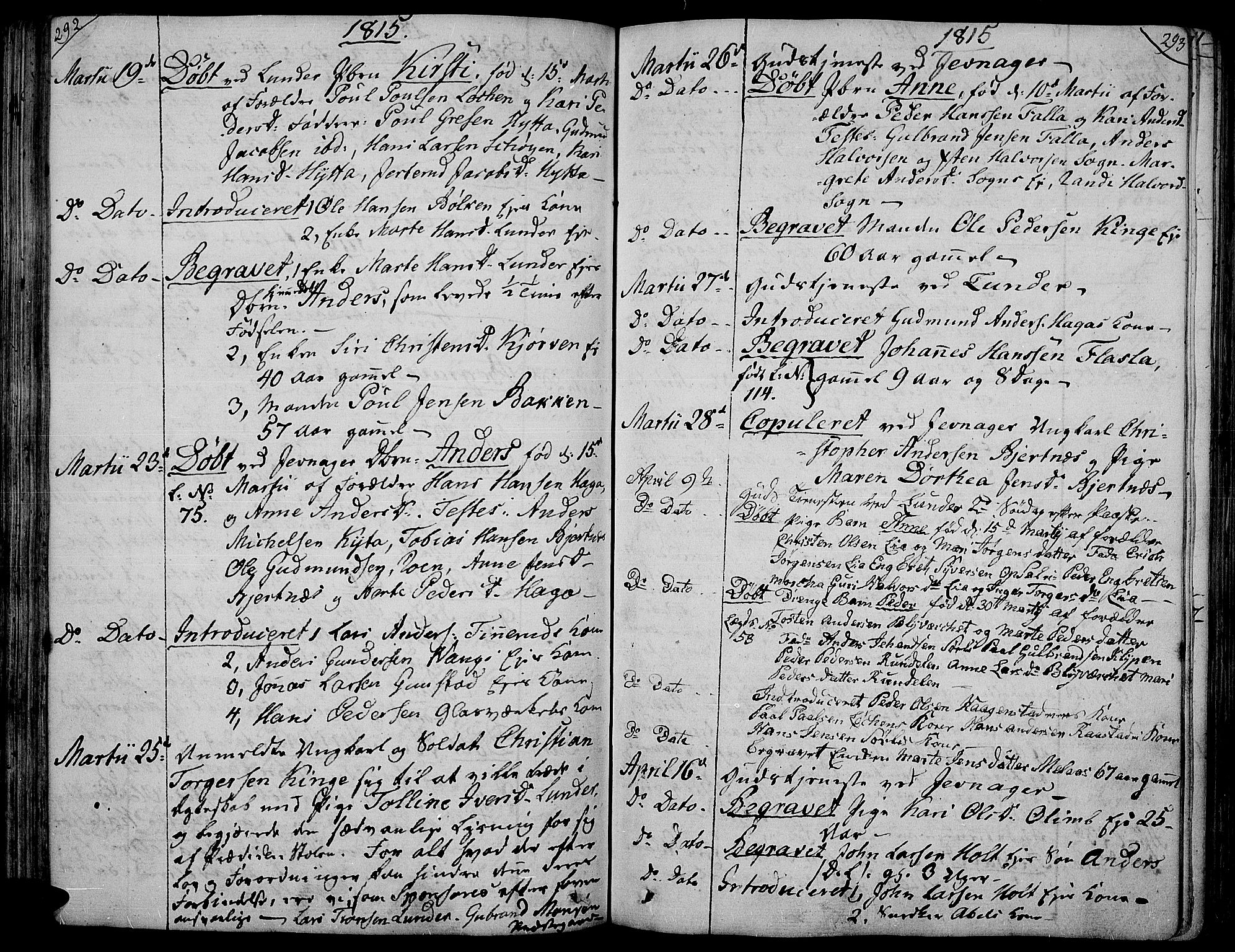 Jevnaker prestekontor, AV/SAH-PREST-116/H/Ha/Haa/L0004: Parish register (official) no. 4, 1800-1861, p. 292-293