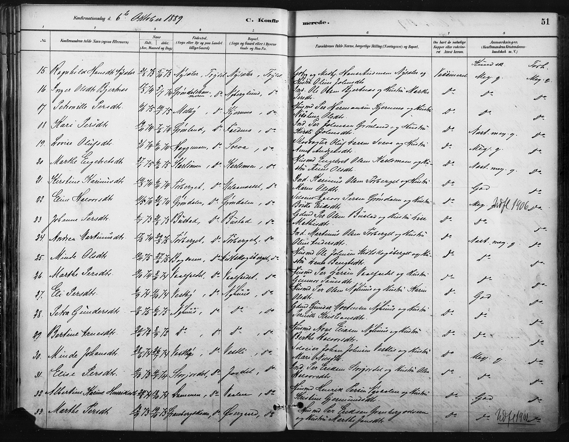 Trysil prestekontor, AV/SAH-PREST-046/H/Ha/Haa/L0009: Parish register (official) no. 9, 1881-1897, p. 51