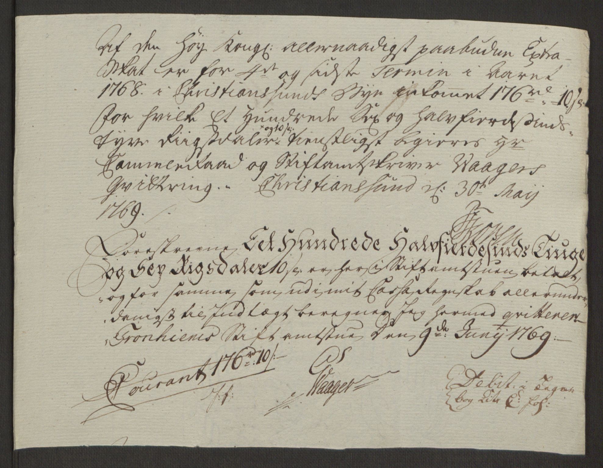 Rentekammeret inntil 1814, Reviderte regnskaper, Byregnskaper, AV/RA-EA-4066/R/Rr/L0495/0004: [R1] Kontribusjonsregnskap / Ekstraskatt, 1762-1772, p. 203