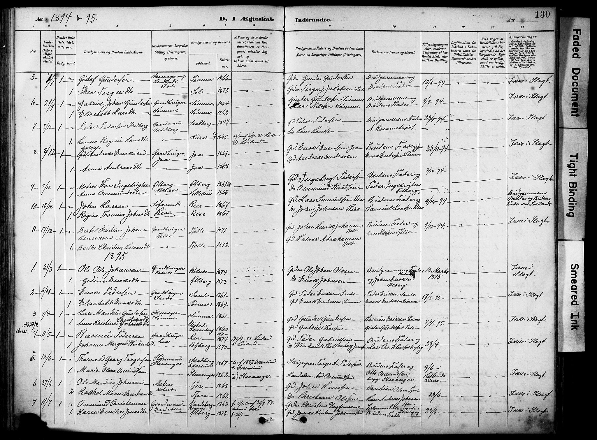 Håland sokneprestkontor, AV/SAST-A-101802/001/30BA/L0012: Parish register (official) no. A 11, 1889-1900, p. 130