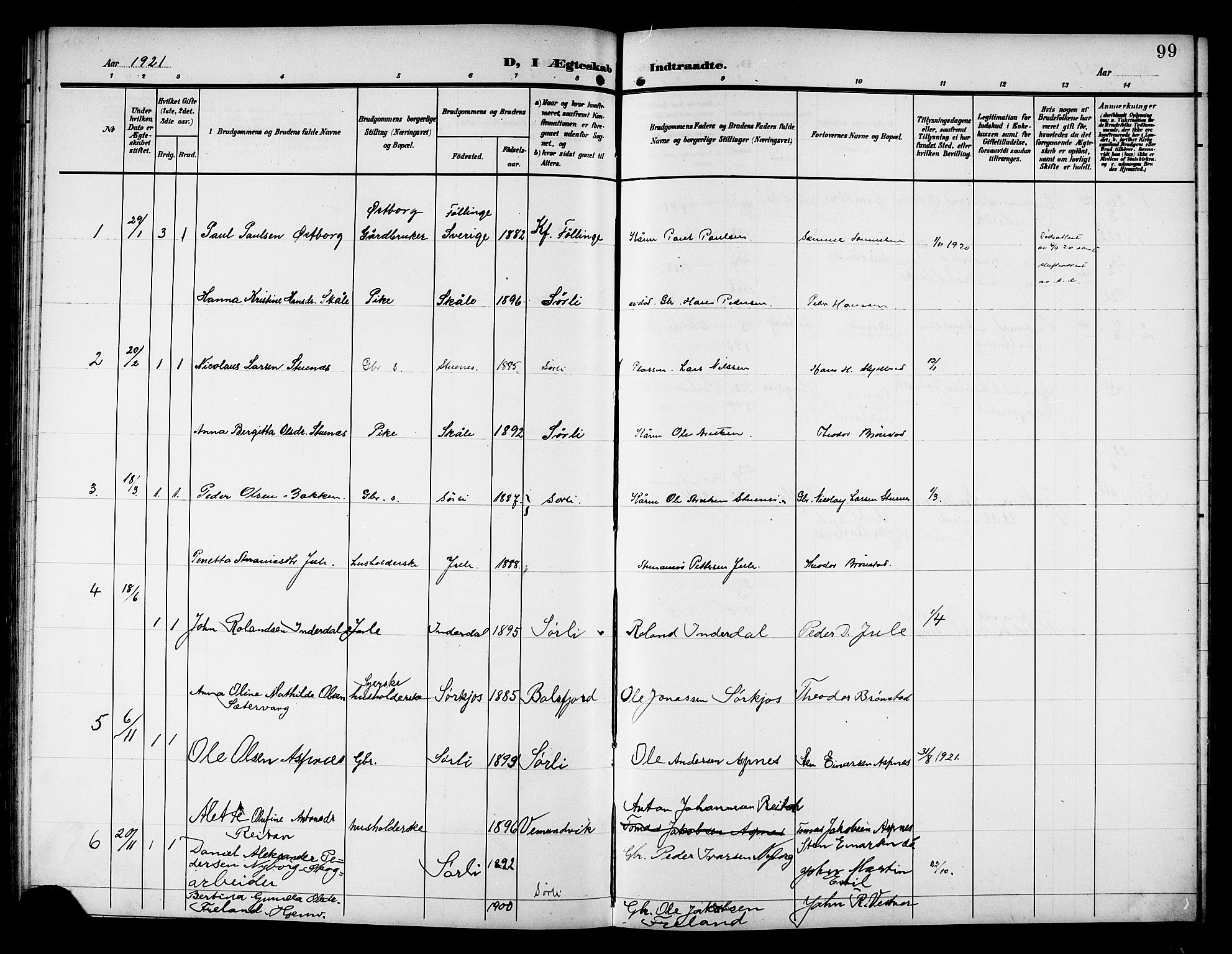Ministerialprotokoller, klokkerbøker og fødselsregistre - Nord-Trøndelag, SAT/A-1458/757/L0506: Parish register (copy) no. 757C01, 1904-1922, p. 99
