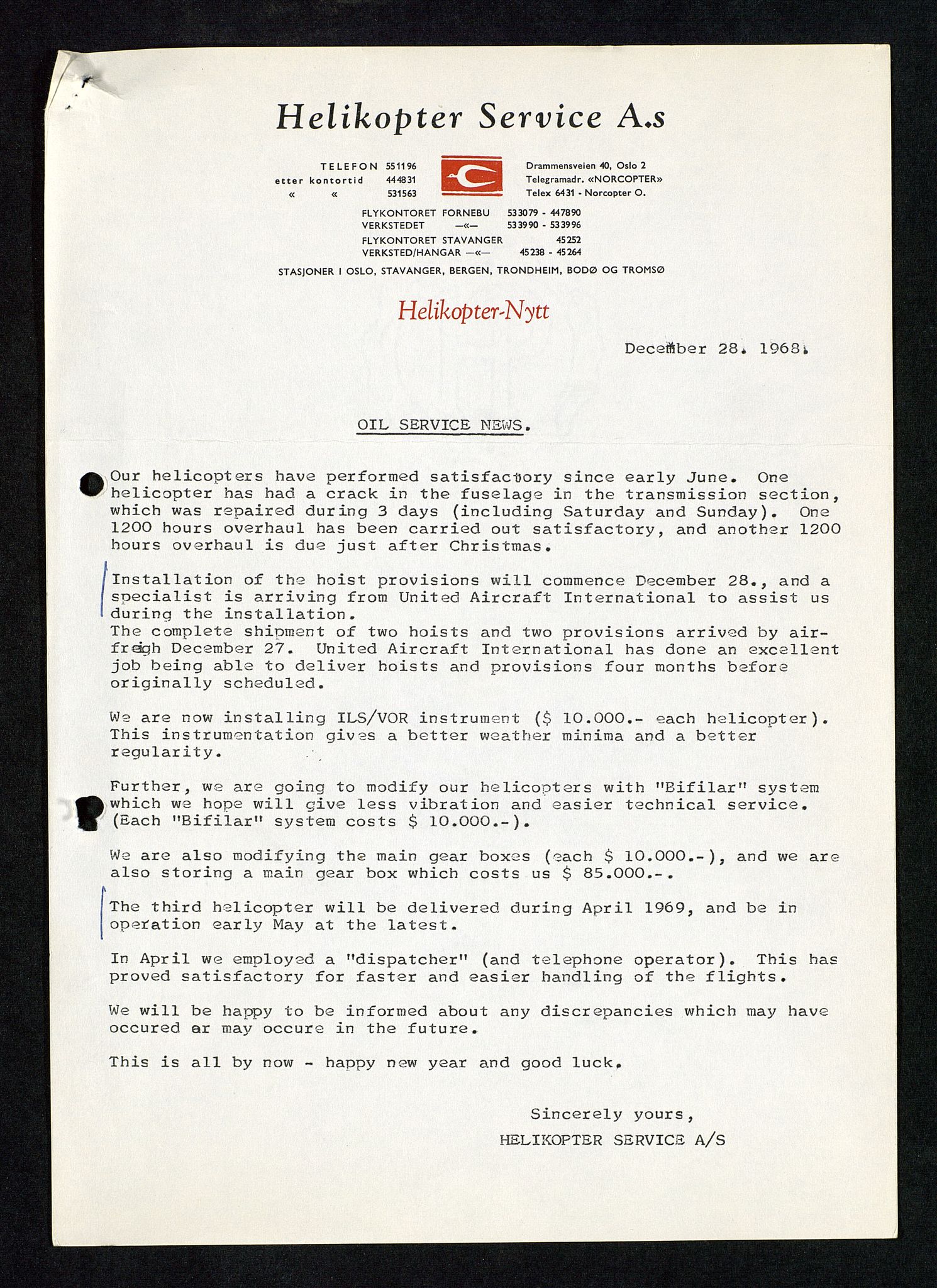 Industridepartementet, Oljekontoret, AV/SAST-A-101348/Da/L0012: Arkivnøkkel 798 Helikopter, luftfart, telekommunikasjon og skademeldinger/ulykker, 1966-1972, p. 5