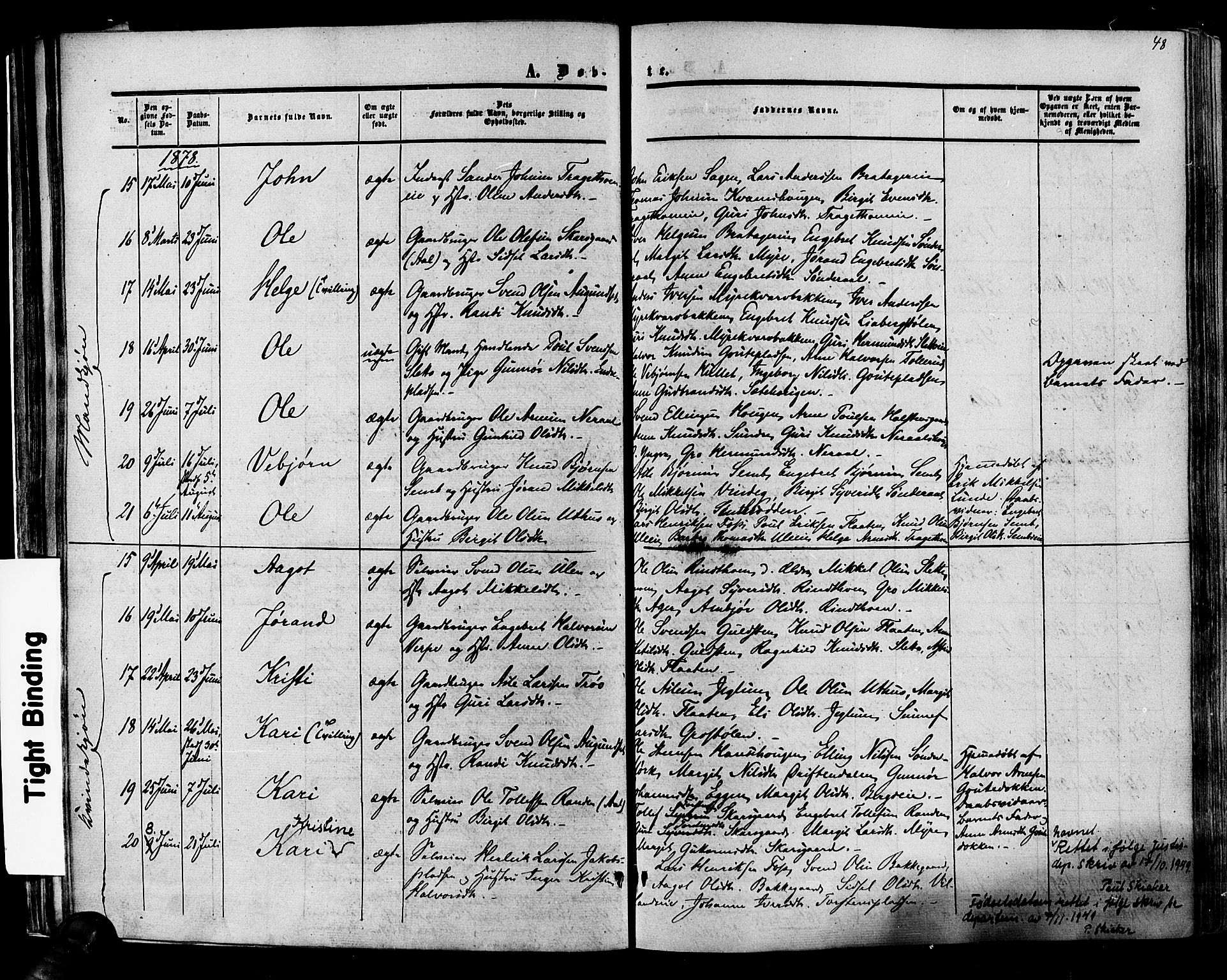Hol kirkebøker, SAKO/A-227/F/Fa/L0002: Parish register (official) no. I 2, 1870-1886, p. 48