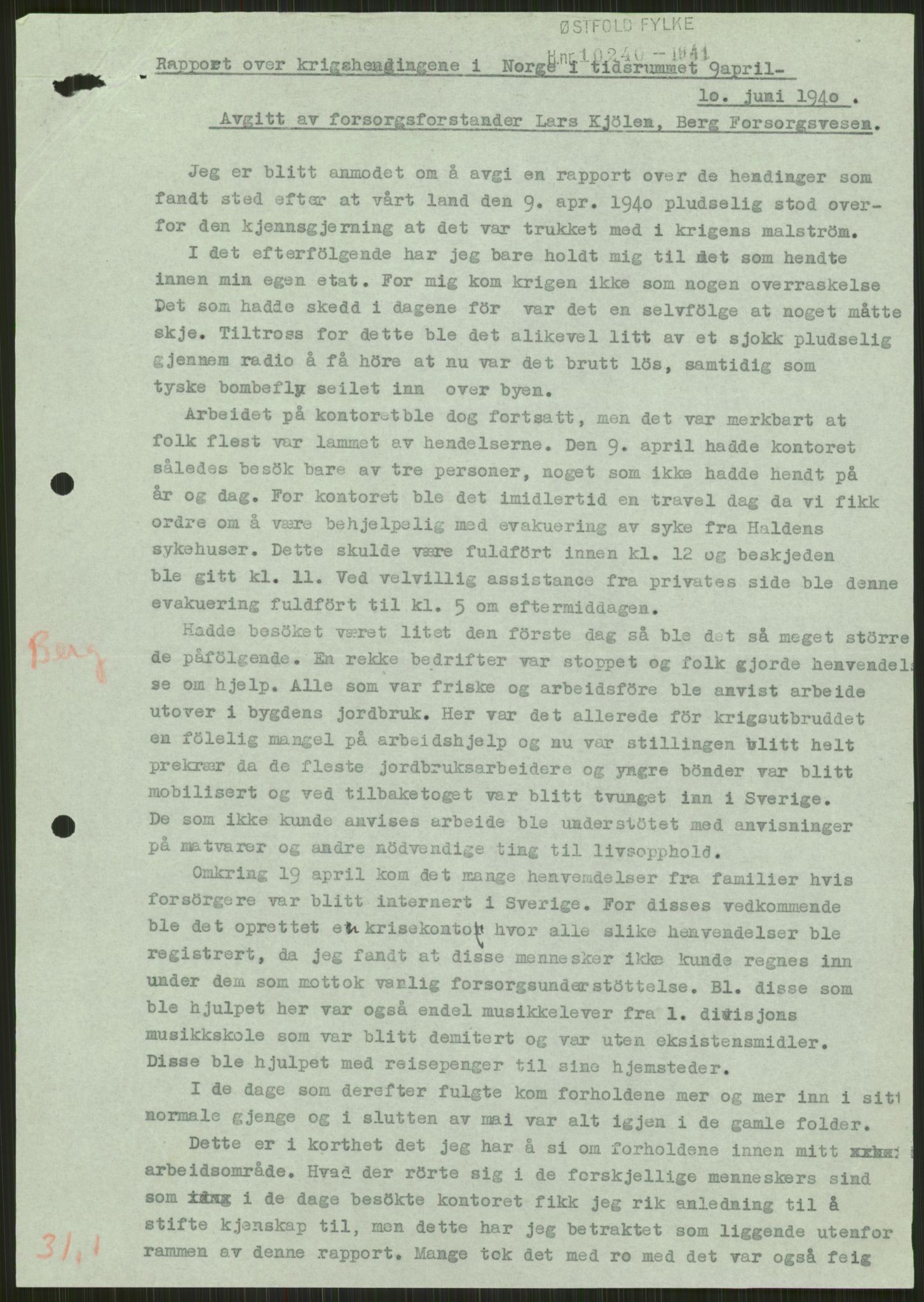 Forsvaret, Forsvarets krigshistoriske avdeling, AV/RA-RAFA-2017/Y/Ya/L0013: II-C-11-31 - Fylkesmenn.  Rapporter om krigsbegivenhetene 1940., 1940, p. 39