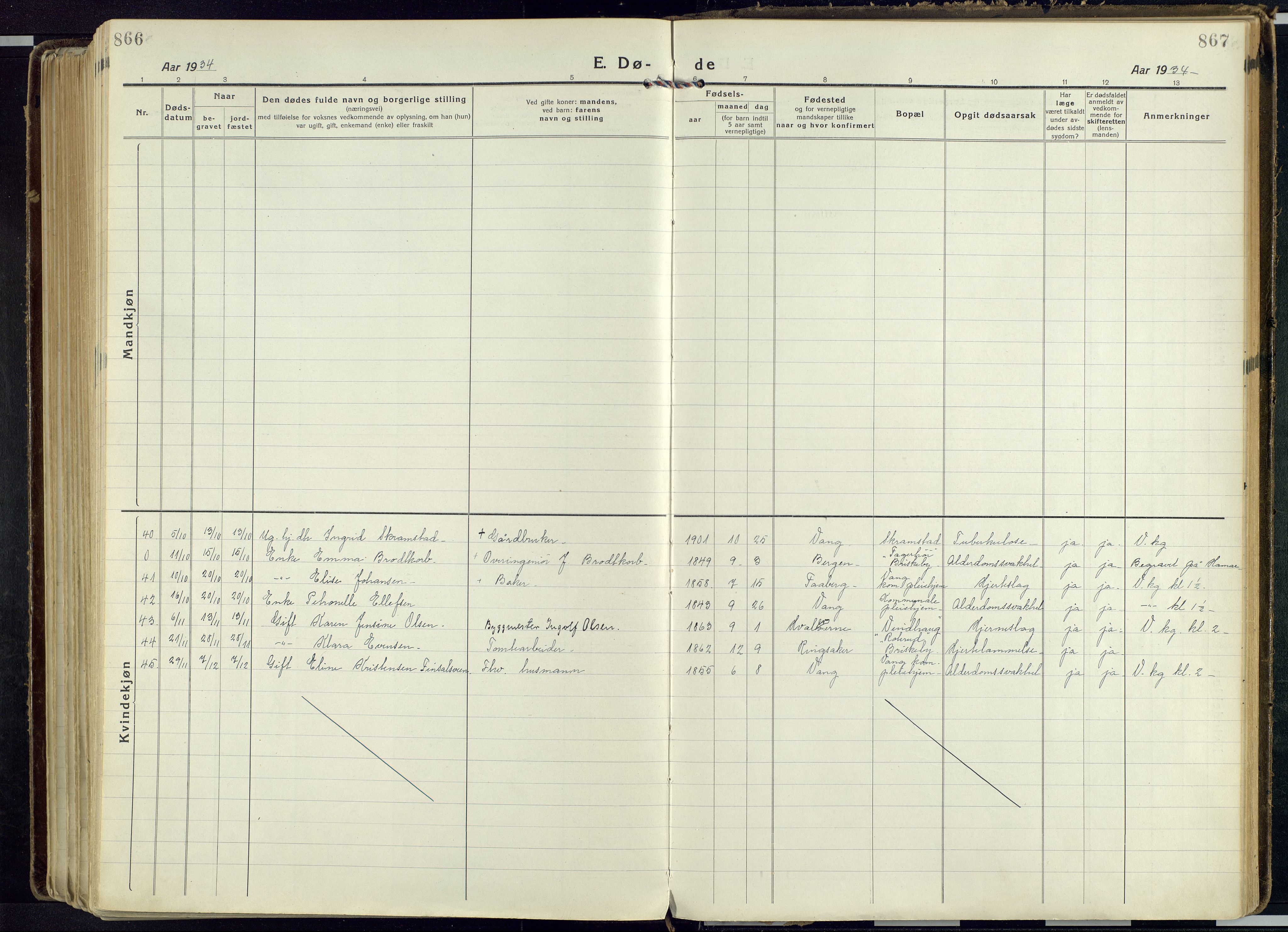 Vang prestekontor, Hedmark, AV/SAH-PREST-008/H/Ha/Haa/L0022: Parish register (official) no. 22, 1918-1944, p. 866-867