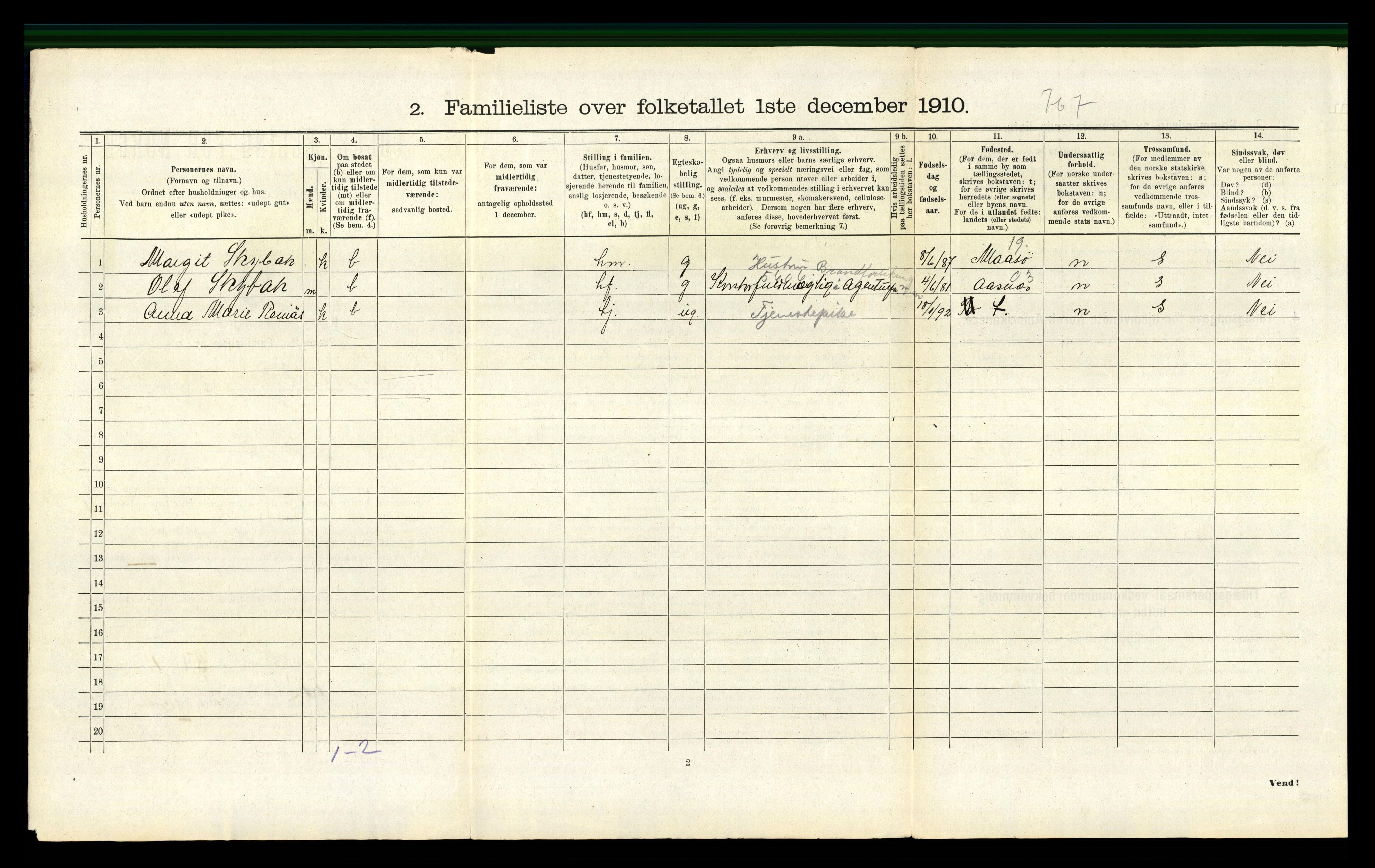 RA, 1910 census for Trondheim, 1910, p. 1400