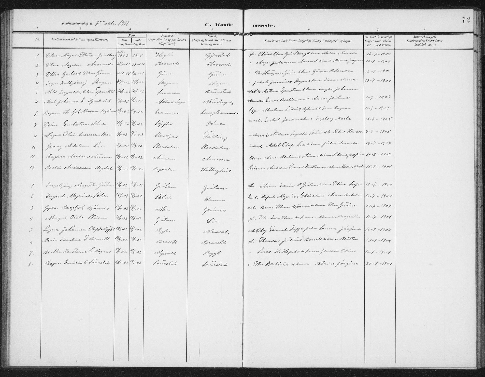 Ministerialprotokoller, klokkerbøker og fødselsregistre - Nord-Trøndelag, SAT/A-1458/747/L0460: Parish register (copy) no. 747C02, 1908-1939, p. 72