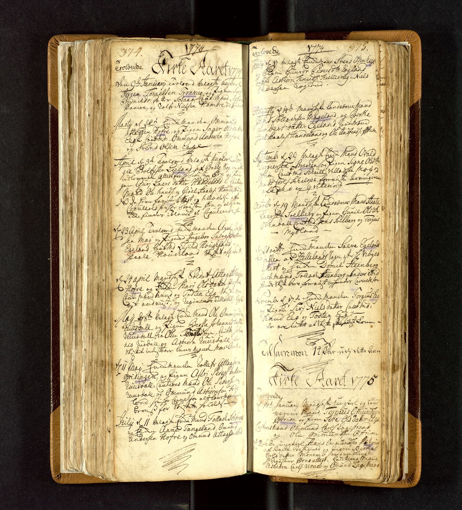 Lund sokneprestkontor, AV/SAST-A-101809/S06/L0003: Parish register (official) no. A 3, 1761-1801, p. 374-375