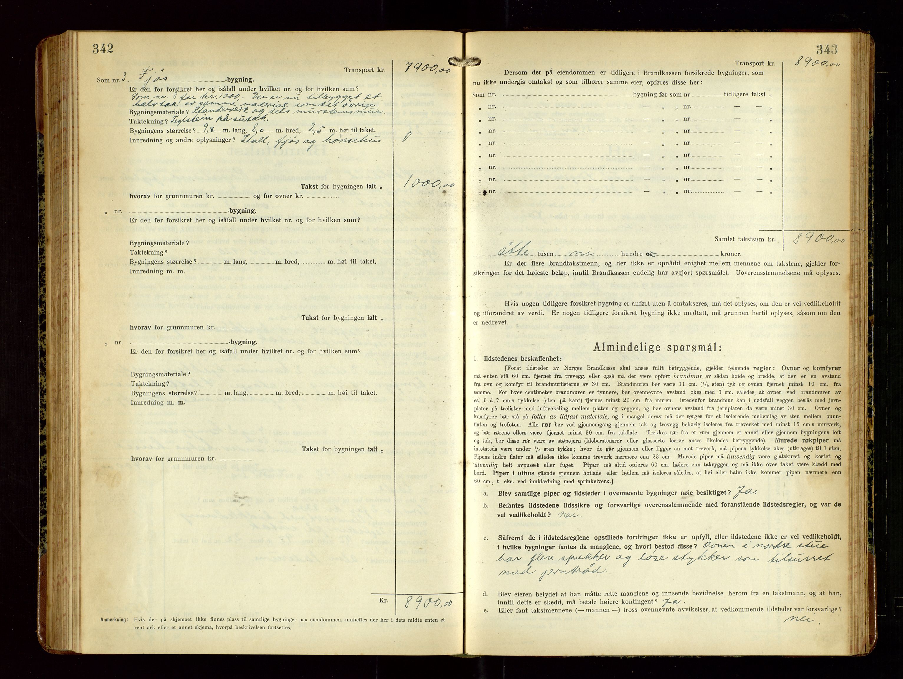 Høyland/Sandnes lensmannskontor, AV/SAST-A-100166/Gob/L0004: "Brandtakstprotokol", 1924-1933, p. 342-343