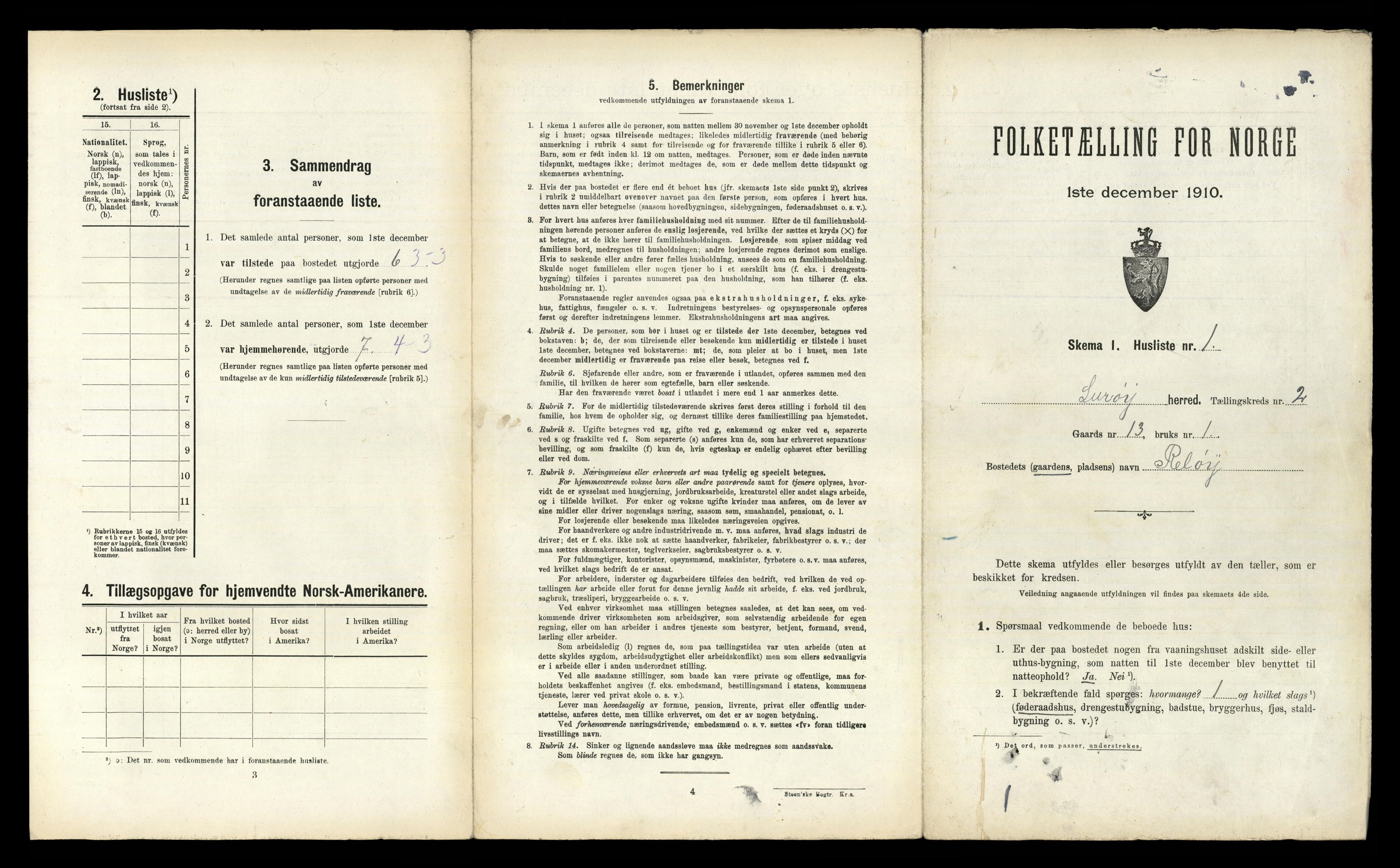 RA, 1910 census for Lurøy, 1910, p. 90