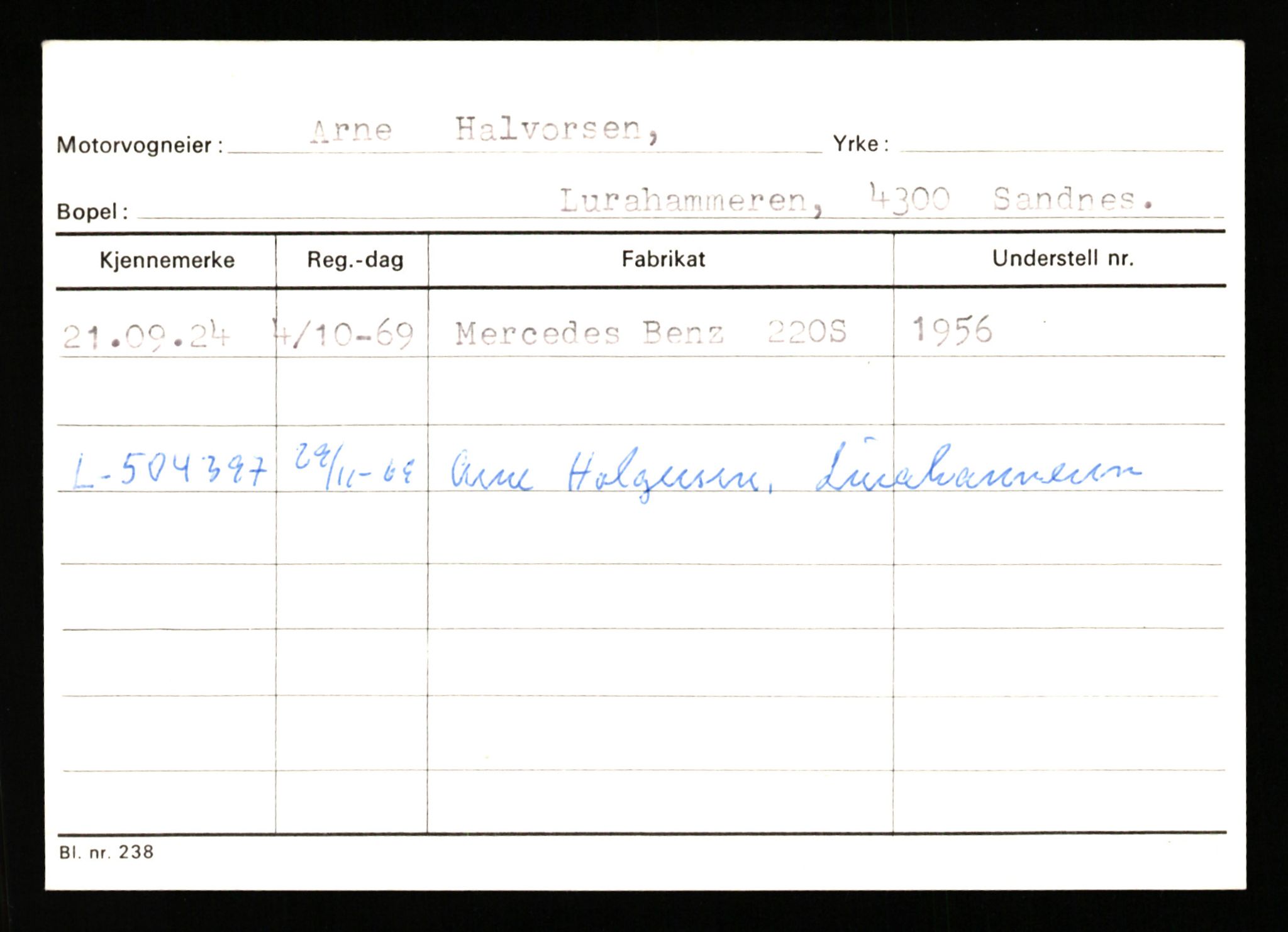 Stavanger trafikkstasjon, AV/SAST-A-101942/0/G/L0010: Registreringsnummer: 130000 - 239953, 1930-1971, p. 2431