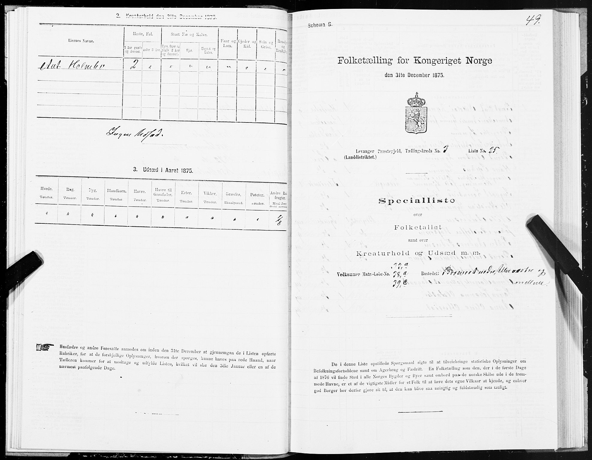 SAT, 1875 census for 1720L Levanger/Levanger, 1875, p. 2049