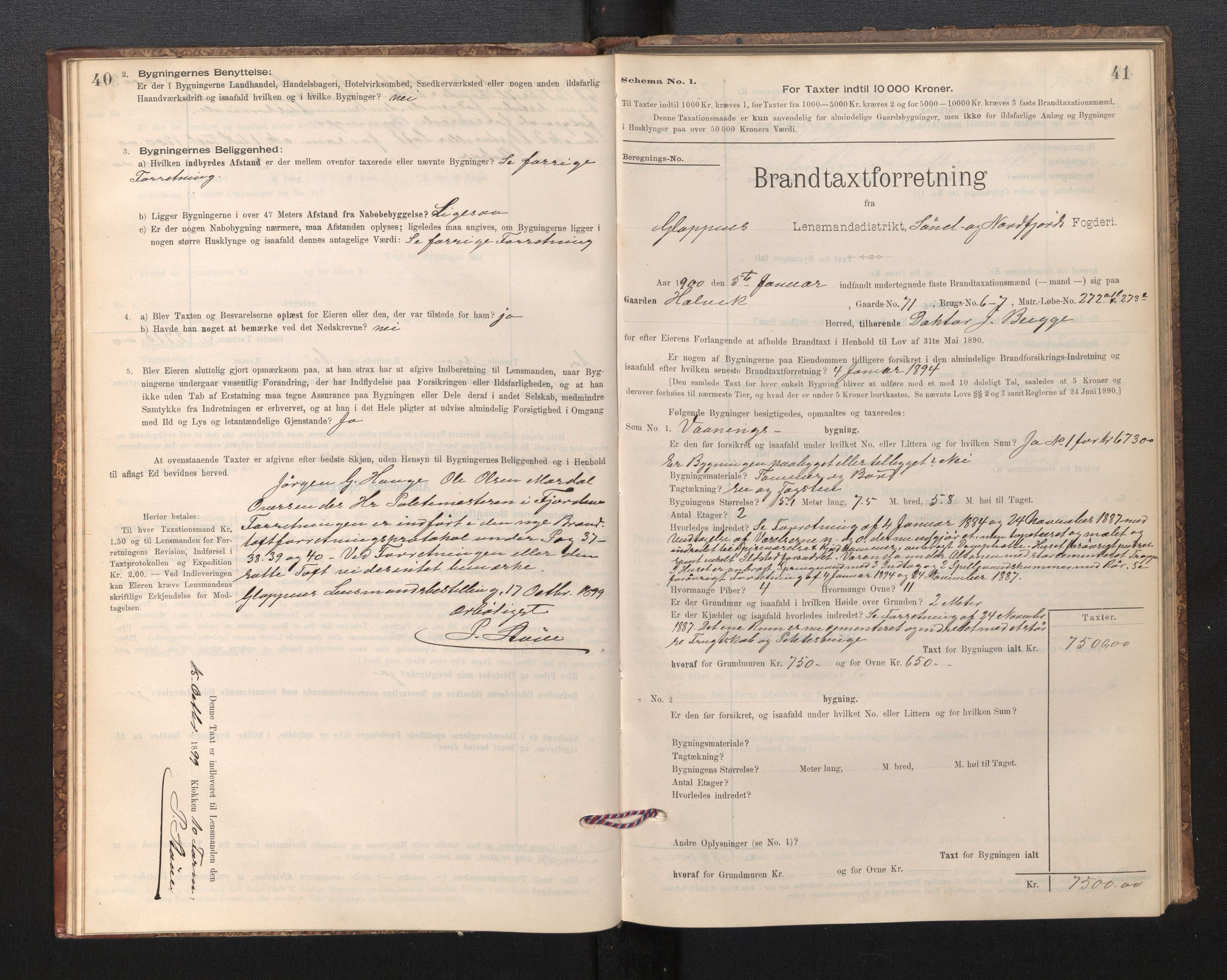 Lensmannen i Gloppen og Breim, SAB/A-27801/0012/L0003: Branntakstprotokoll, skjematakst, 1894-1931, p. 40-41
