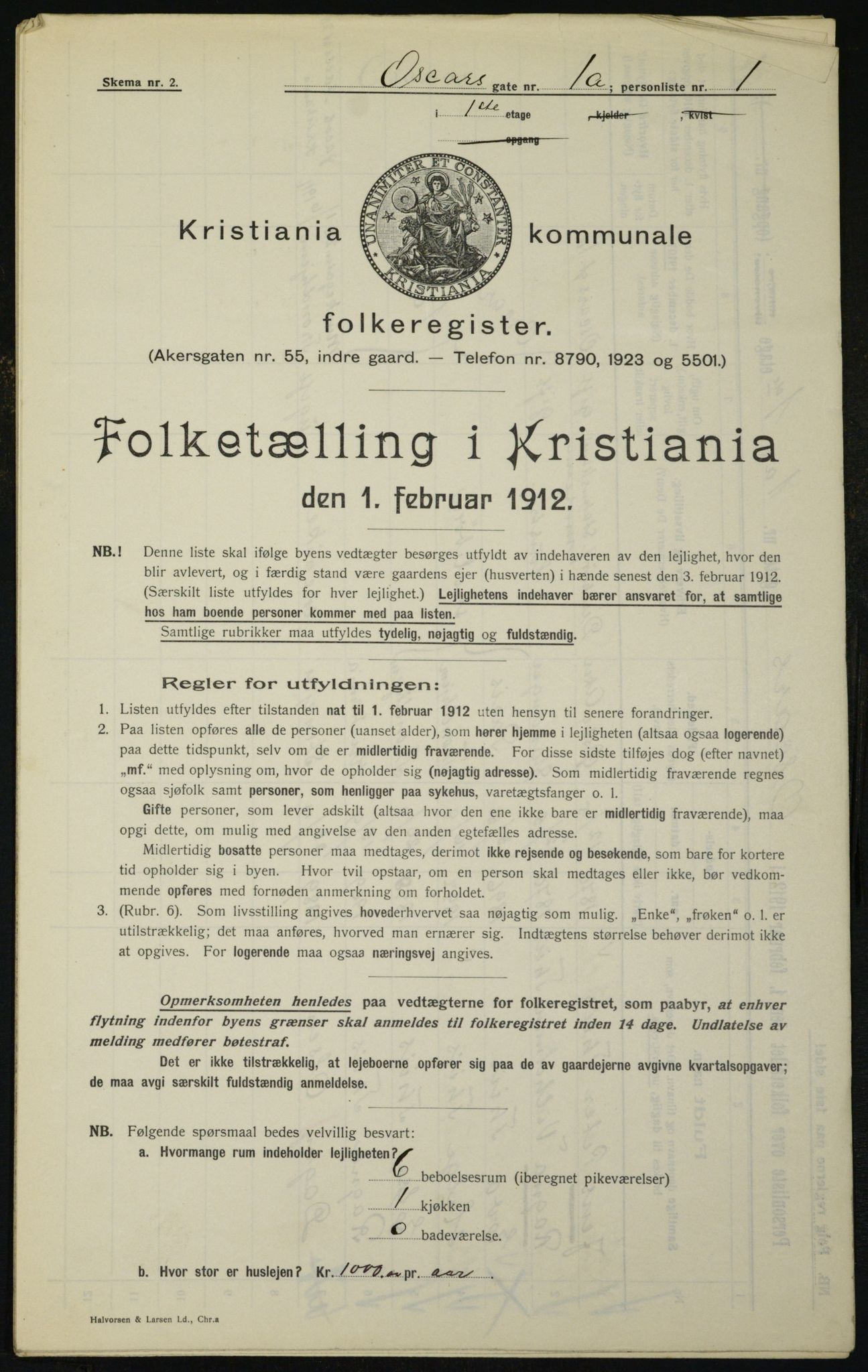 OBA, Municipal Census 1912 for Kristiania, 1912, p. 76643