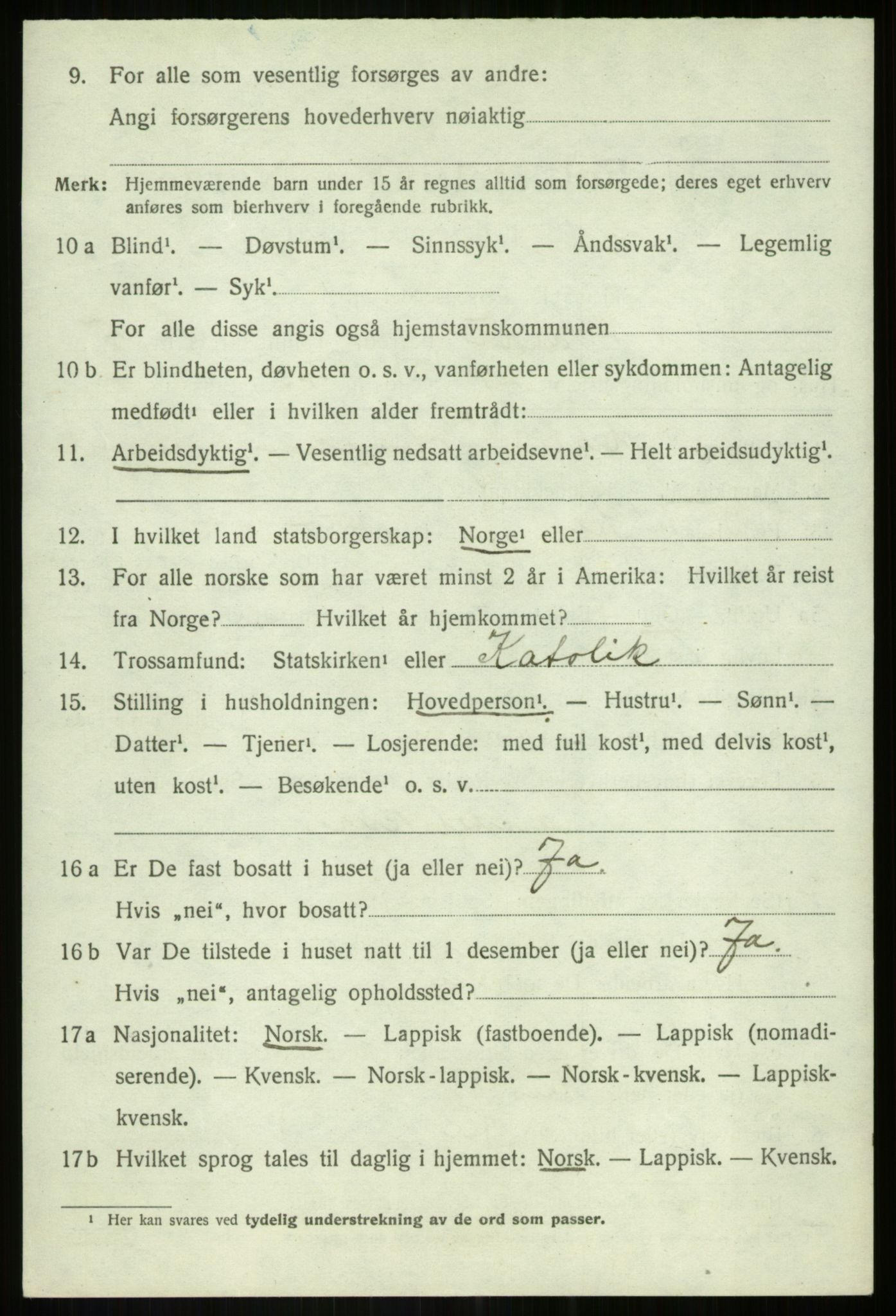 SATØ, 1920 census for Bardu, 1920, p. 2457