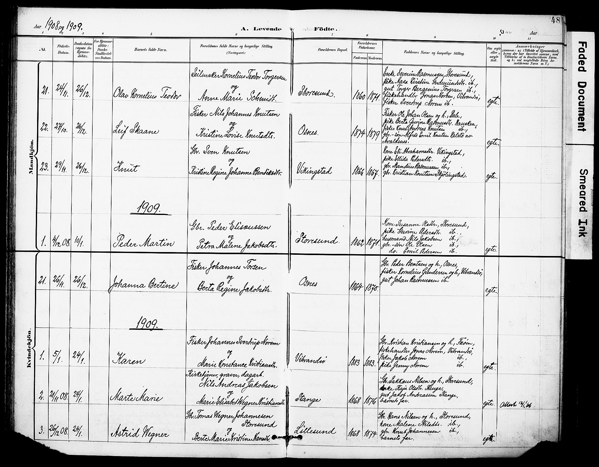 Torvastad sokneprestkontor, SAST/A -101857/H/Ha/Haa/L0017: Parish register (official) no. A 16, 1899-1911, p. 48