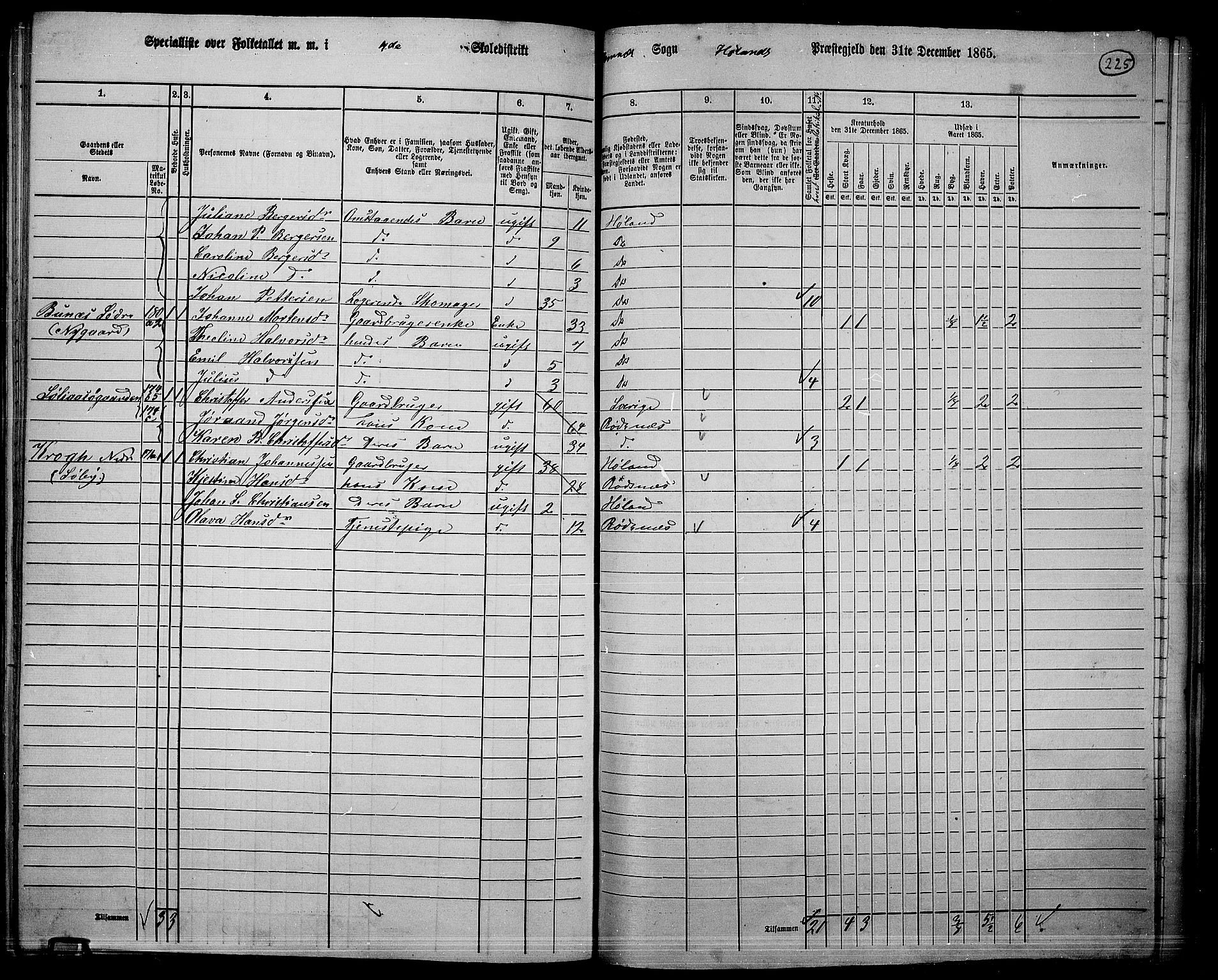 RA, 1865 census for Høland, 1865, p. 206