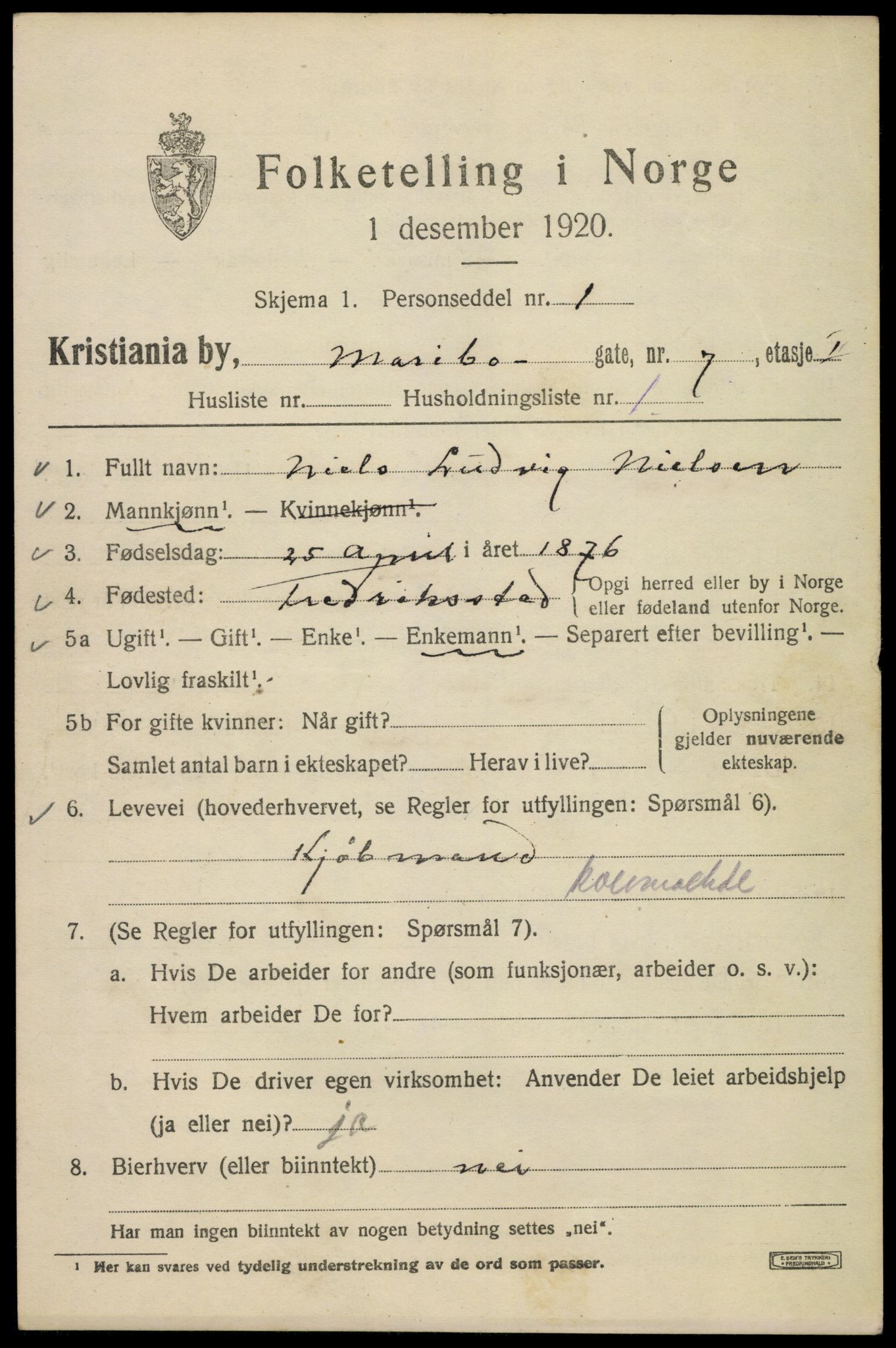 SAO, 1920 census for Kristiania, 1920, p. 375475