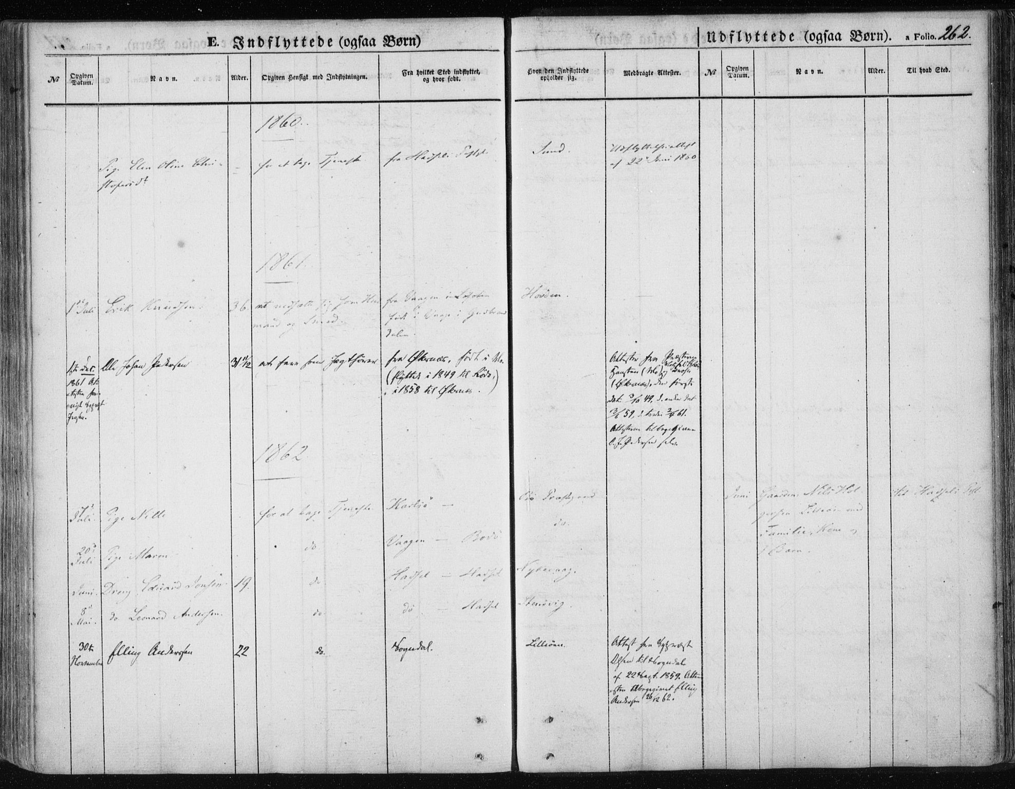 Ministerialprotokoller, klokkerbøker og fødselsregistre - Nordland, SAT/A-1459/891/L1300: Parish register (official) no. 891A05, 1856-1870, p. 262