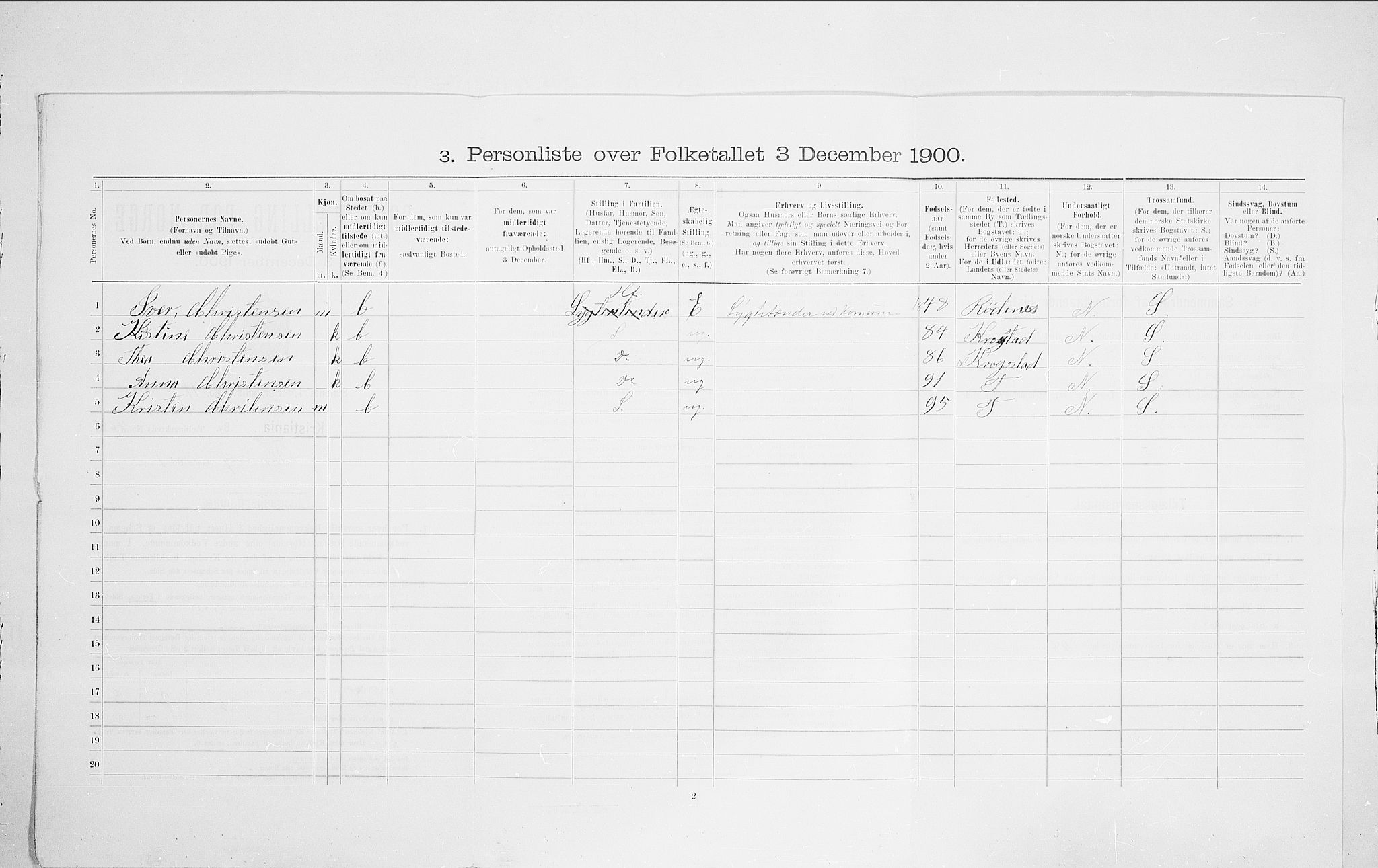 SAO, 1900 census for Kristiania, 1900, p. 97897