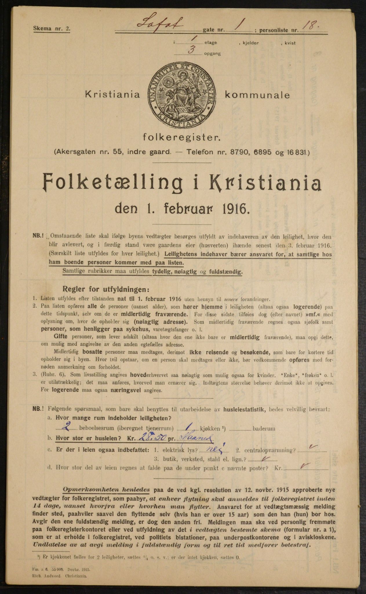 OBA, Municipal Census 1916 for Kristiania, 1916, p. 59667