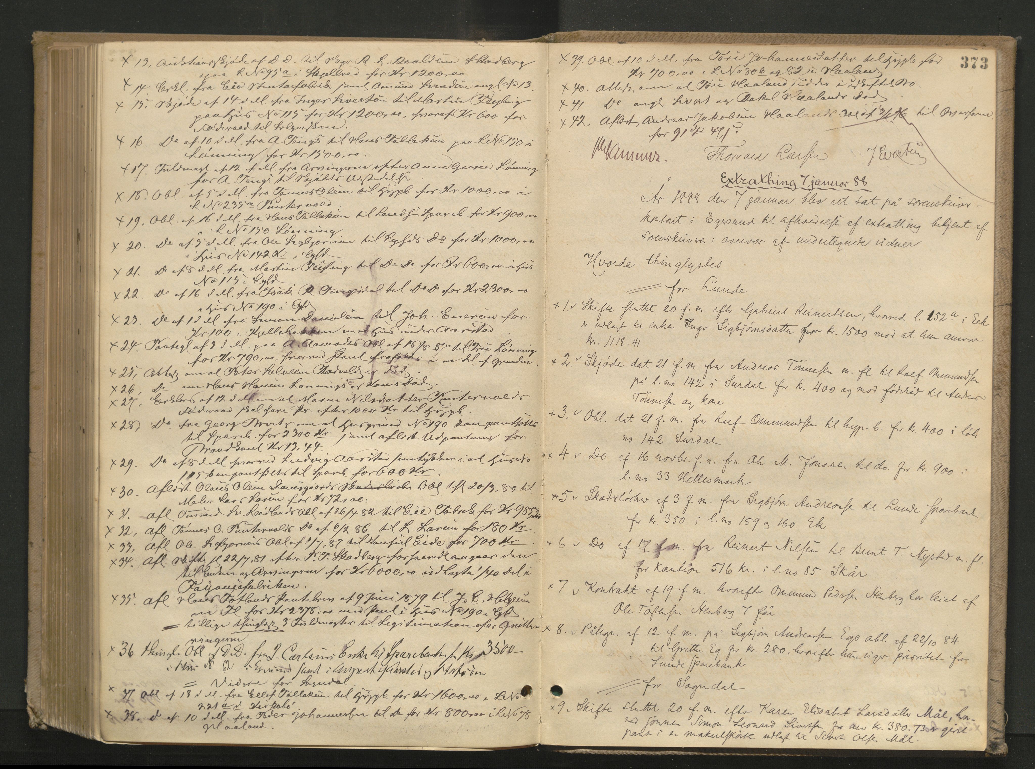 Dalane sorenskriveri, AV/SAST-A-100309/001/3/30/30BA/L0003: TINGBOK, 1882-1888, p. 372b-373a