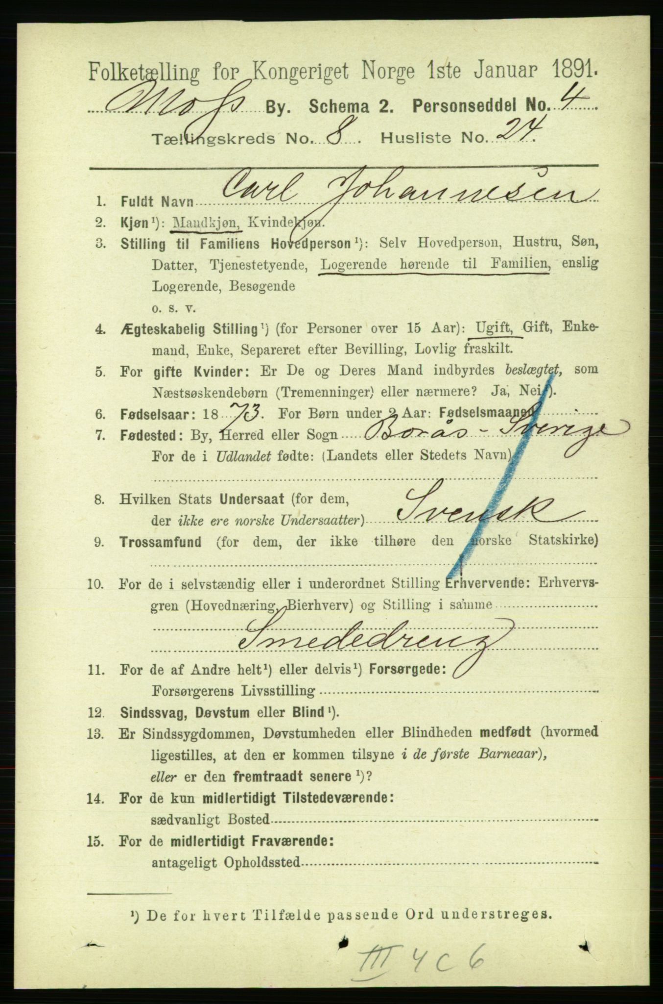 RA, 1891 census for 0104 Moss, 1891, p. 5108